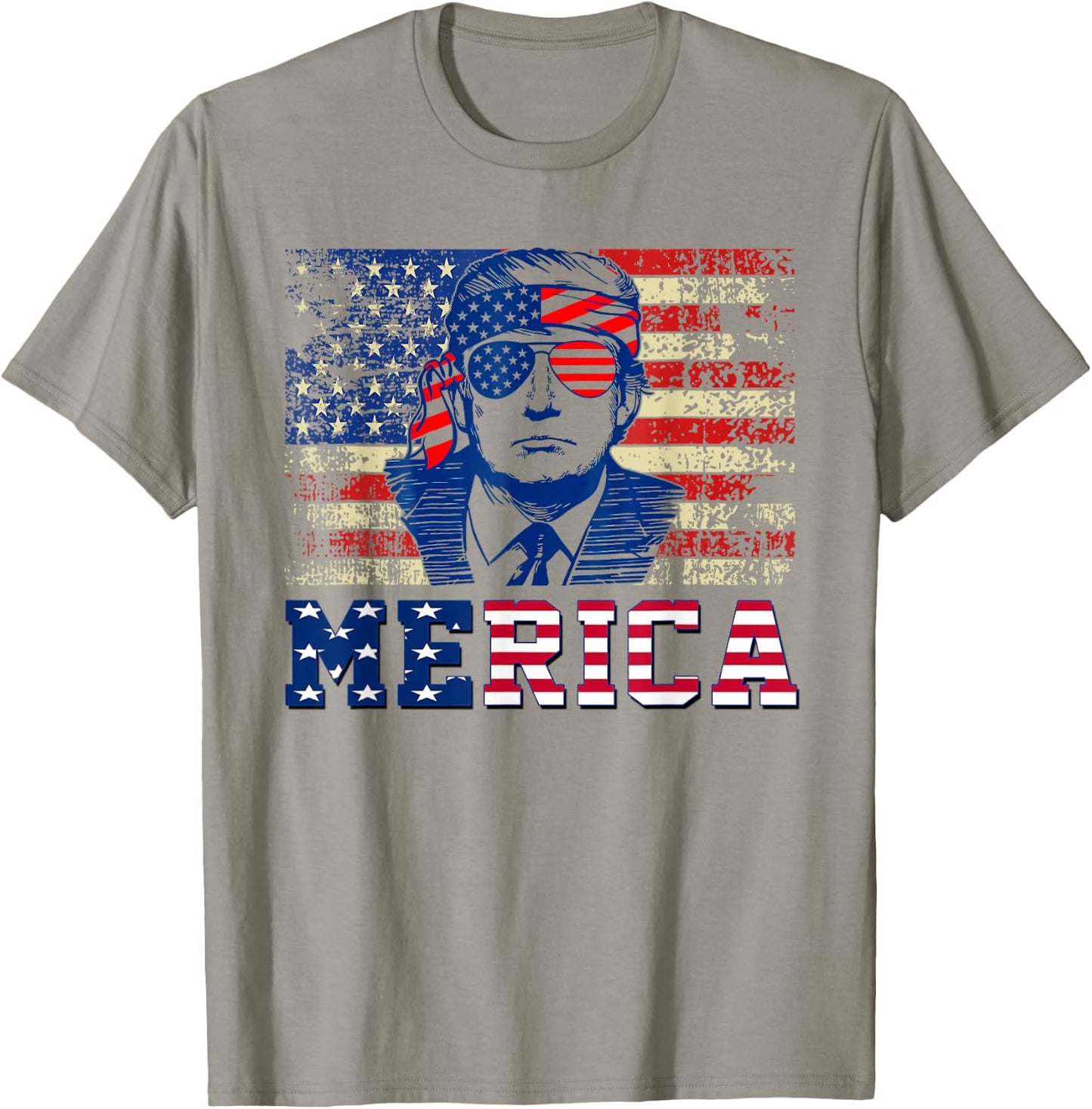 MERICA TRUMP Happy Fourth 4th Of July Trump American Flag Men T-Shirt - T-Shirt | Sand