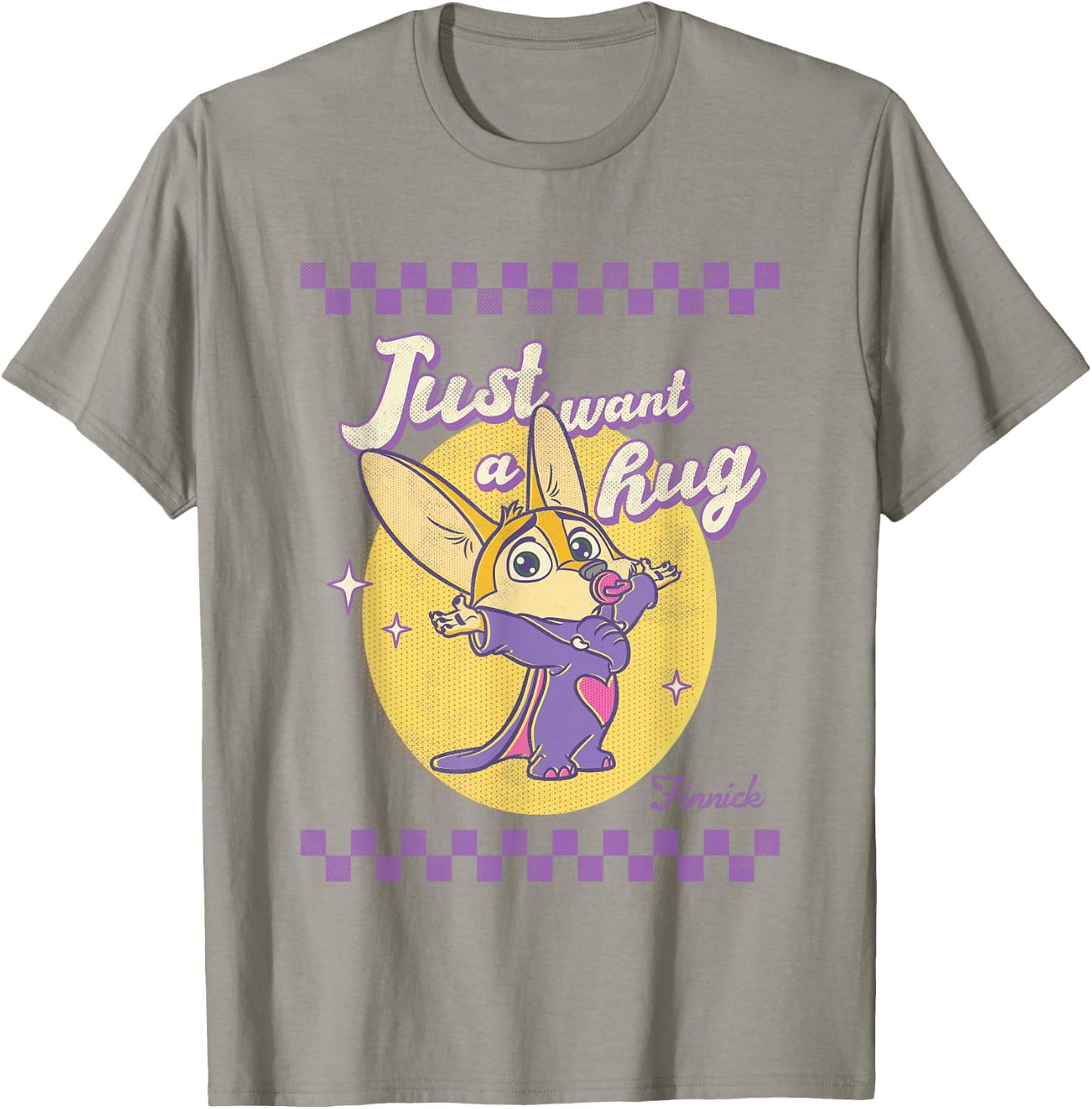 Disney Zootopia Finnick Just Want A Hug Chest Retro Poster T-Shirt - T-Shirt | Sand