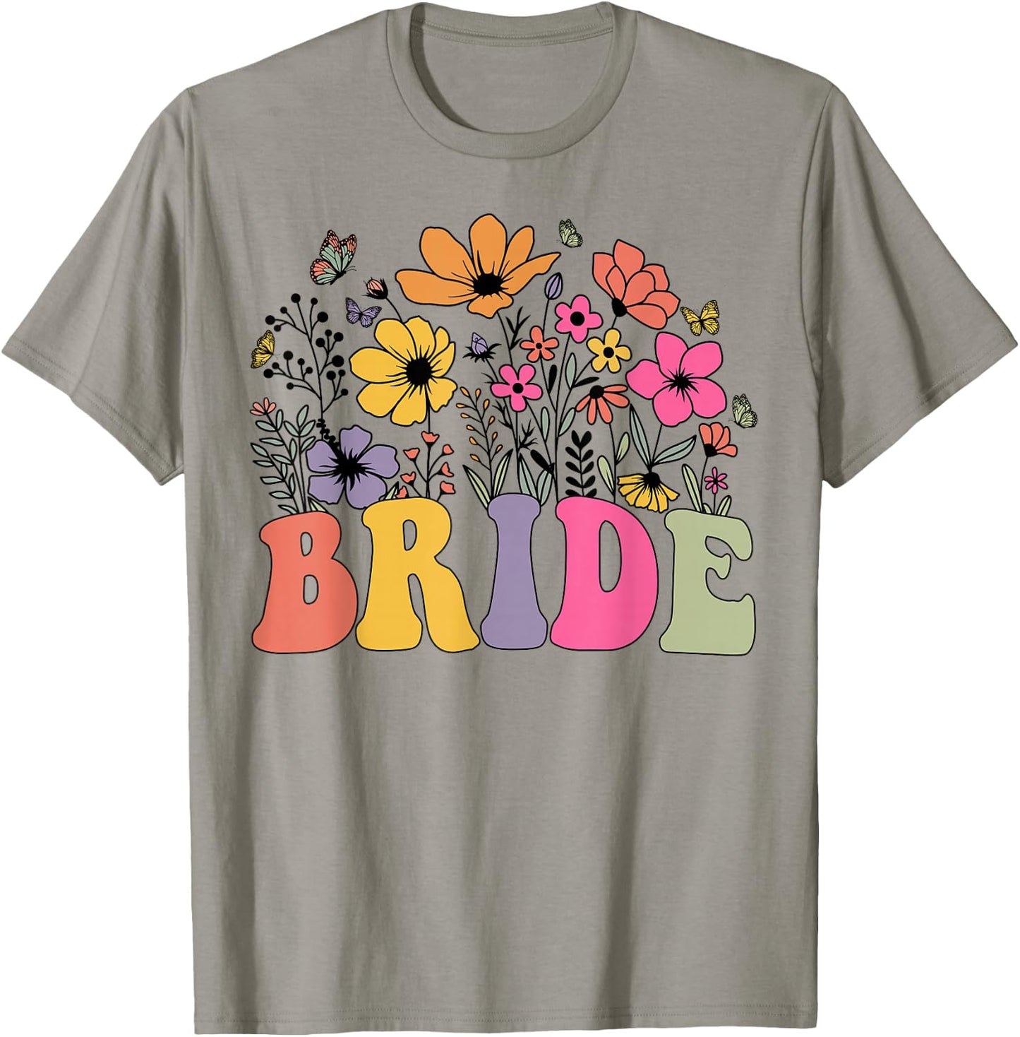 Floral Bride Bridesmaid Wildflowers Groovy Bachelorette T-Shirt - T-Shirt | Sand