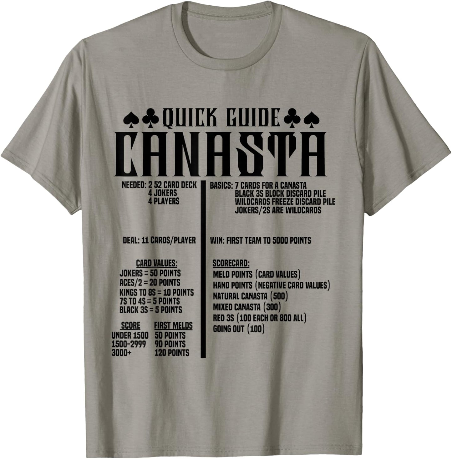 Canasta Guide Game Cards Set Score Pads Team Tray Canasta T-Shirt - T-Shirt | Sand