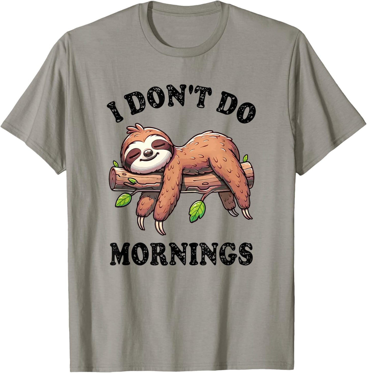 Sloth I Don't Do Mornings T-Shirt - T-Shirt | Sand