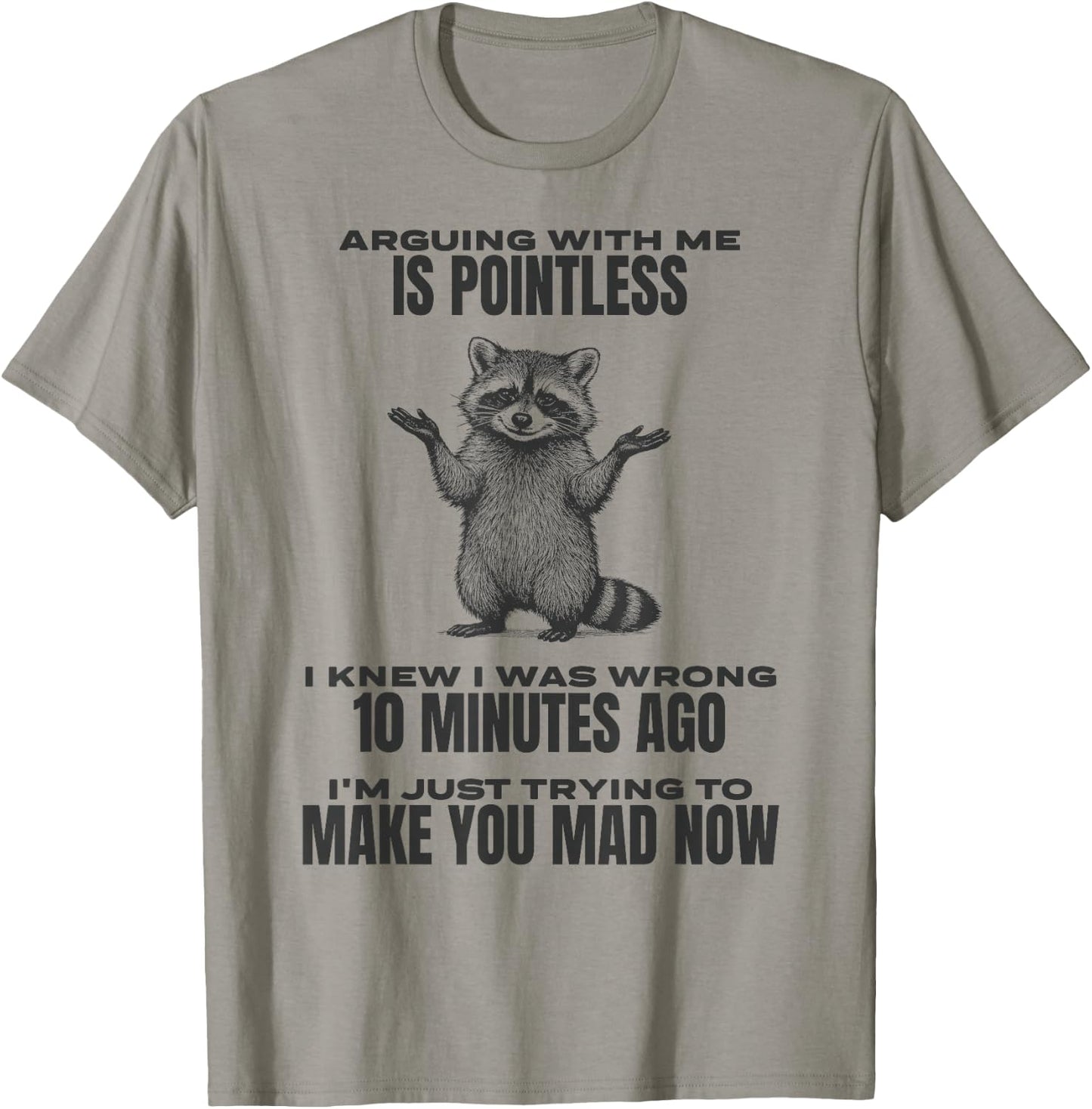 Arguing With Me Is Pointless Raccoon Funny Sarcastic Meme T-Shirt - T-Shirt | Sand