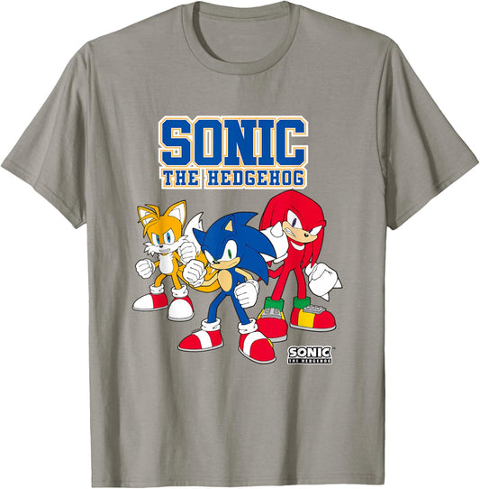 Sonic The Hedgehog Main Trio Heroic Poses Group Shot T-Shirt - T-Shirt | Sand