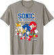Sonic The Hedgehog Main Trio Heroic Poses Group Shot T-Shirt - T-Shirt | Sand