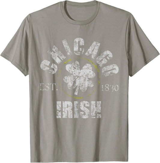 Vintage Chicago Irish St Patricks Day Chirish Men Women T-Shirt - T-Shirt | Sand