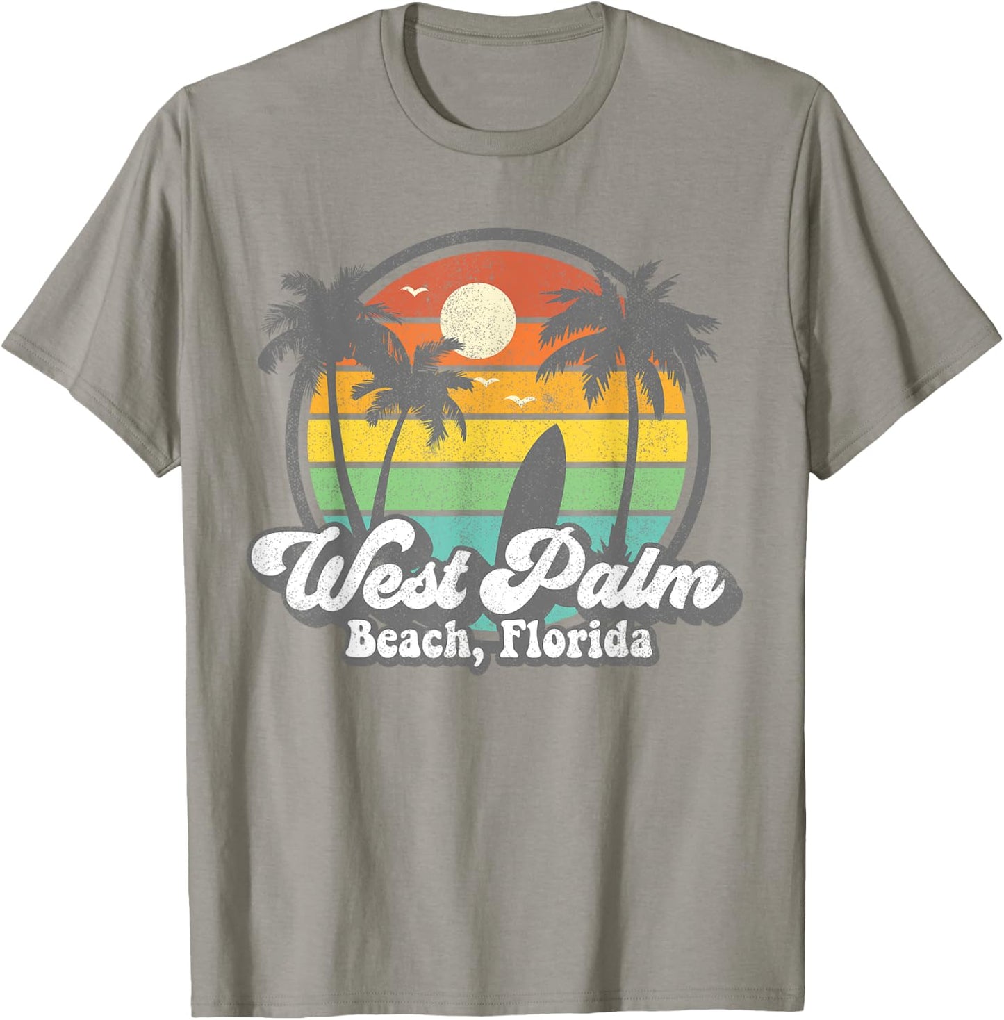 Vintage West Palm Florida Beach Surfing Retro 70's Surf Gift Men Women Girls Kids T-Shirt - T-Shirt | Sand