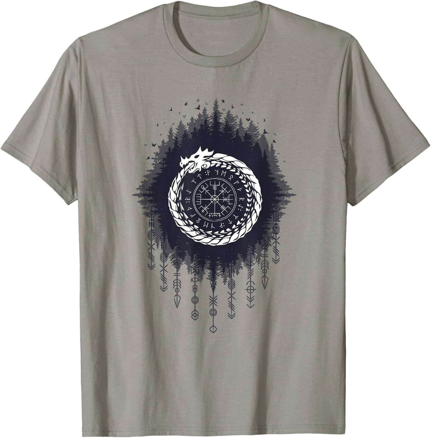 Ouroboros Snake Devouring Itself Viking Runes Cycle of Life T-Shirt - T-Shirt | Sand