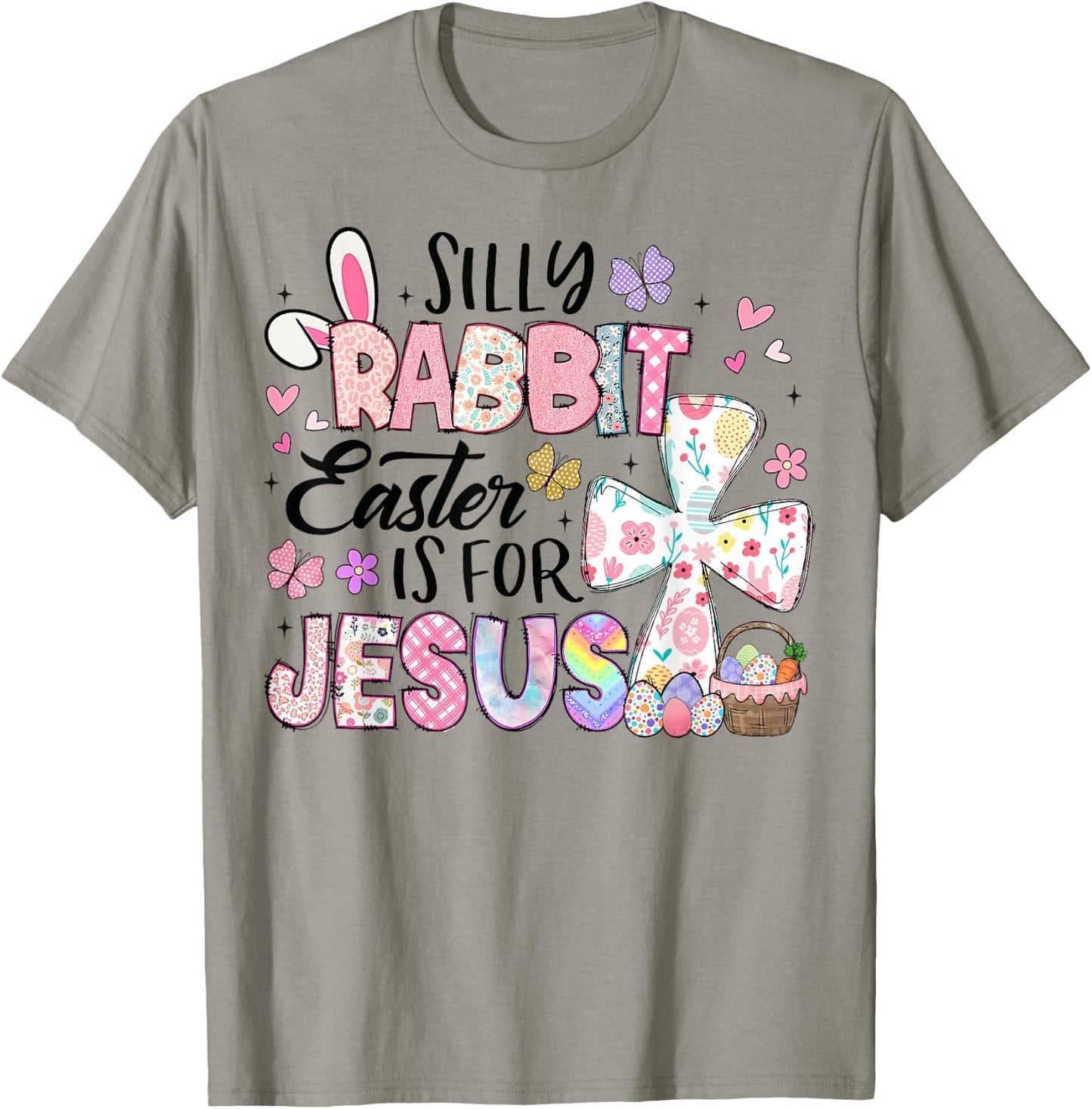 Silly Rabbit Easter Is For Jesus Cute Bunny Christian Kids T-Shirt - T-Shirt | Sand
