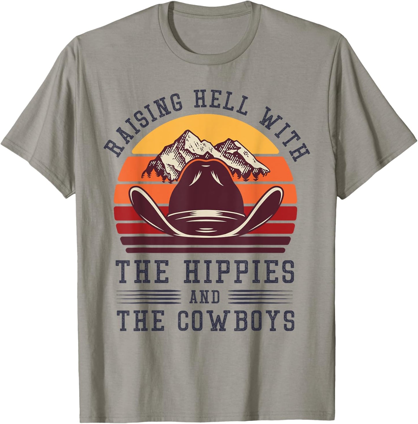 Hippies And Cowboys Cowgirls Retro 70s Western Country Rodeo T-Shirt - T-Shirt | Sand