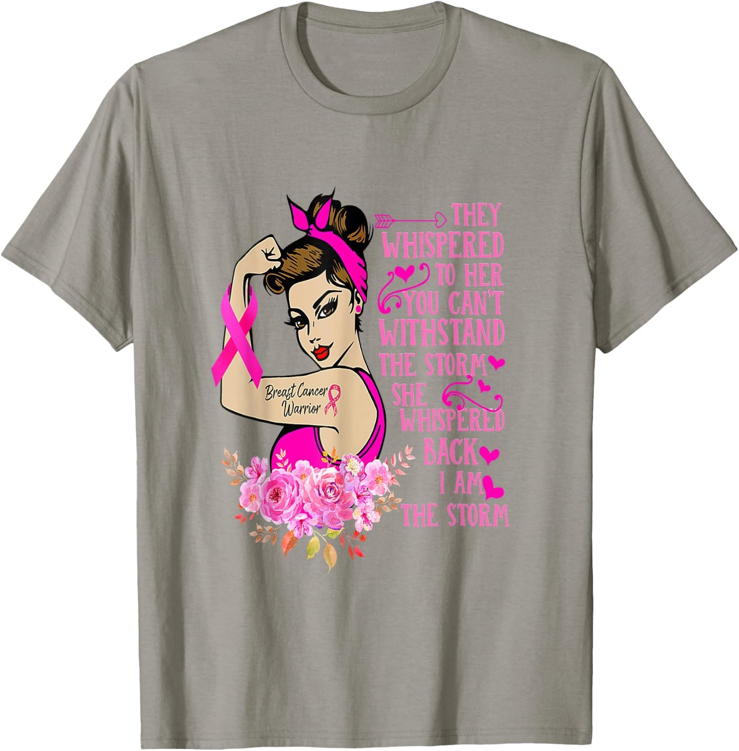 I'm The Storm Strong Women Breast Cancer Warrior Pink Ribbon T-Shirt - T-Shirt | Sand