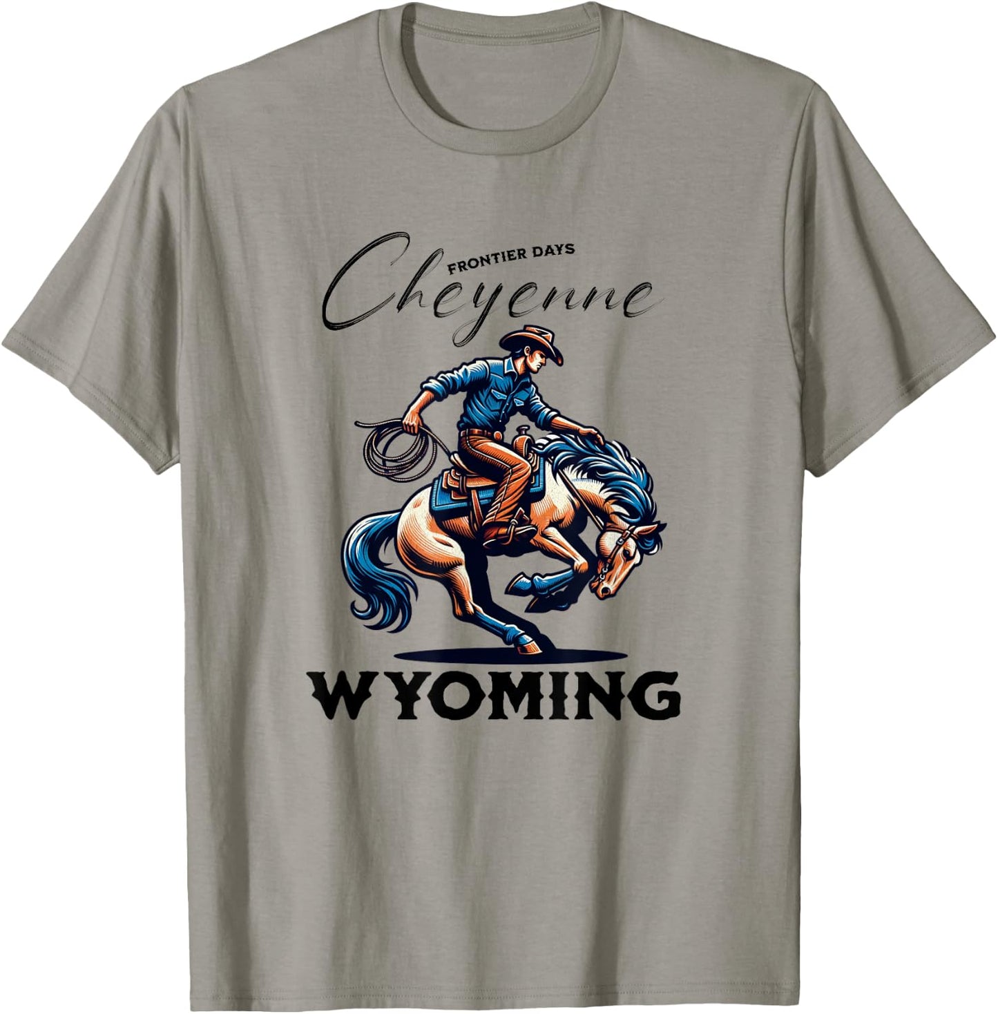 Cheyenne Wyoming Cowboys and Horse Frontier Days T-Shirt - T-Shirt | Sand