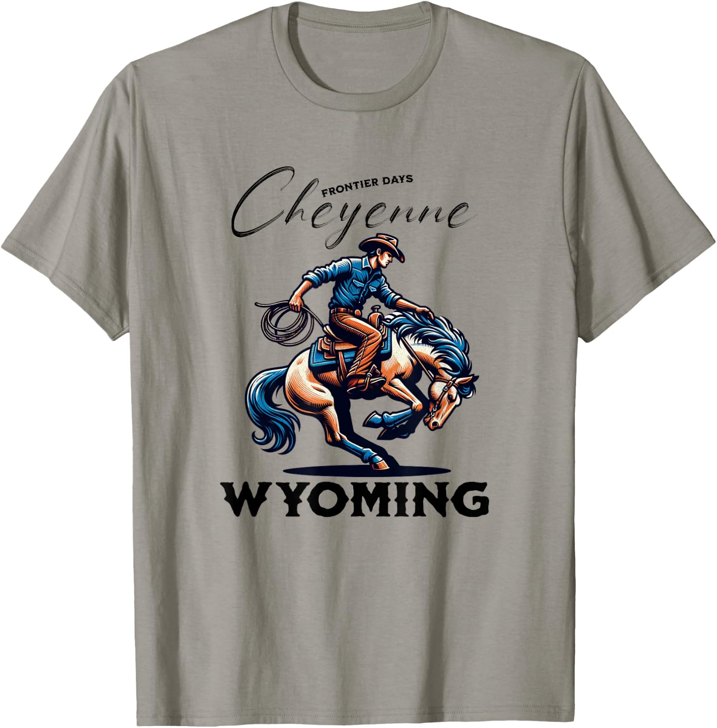 Cheyenne Wyoming Cowboys and Horse Frontier Days T-Shirt - T-Shirt | Sand