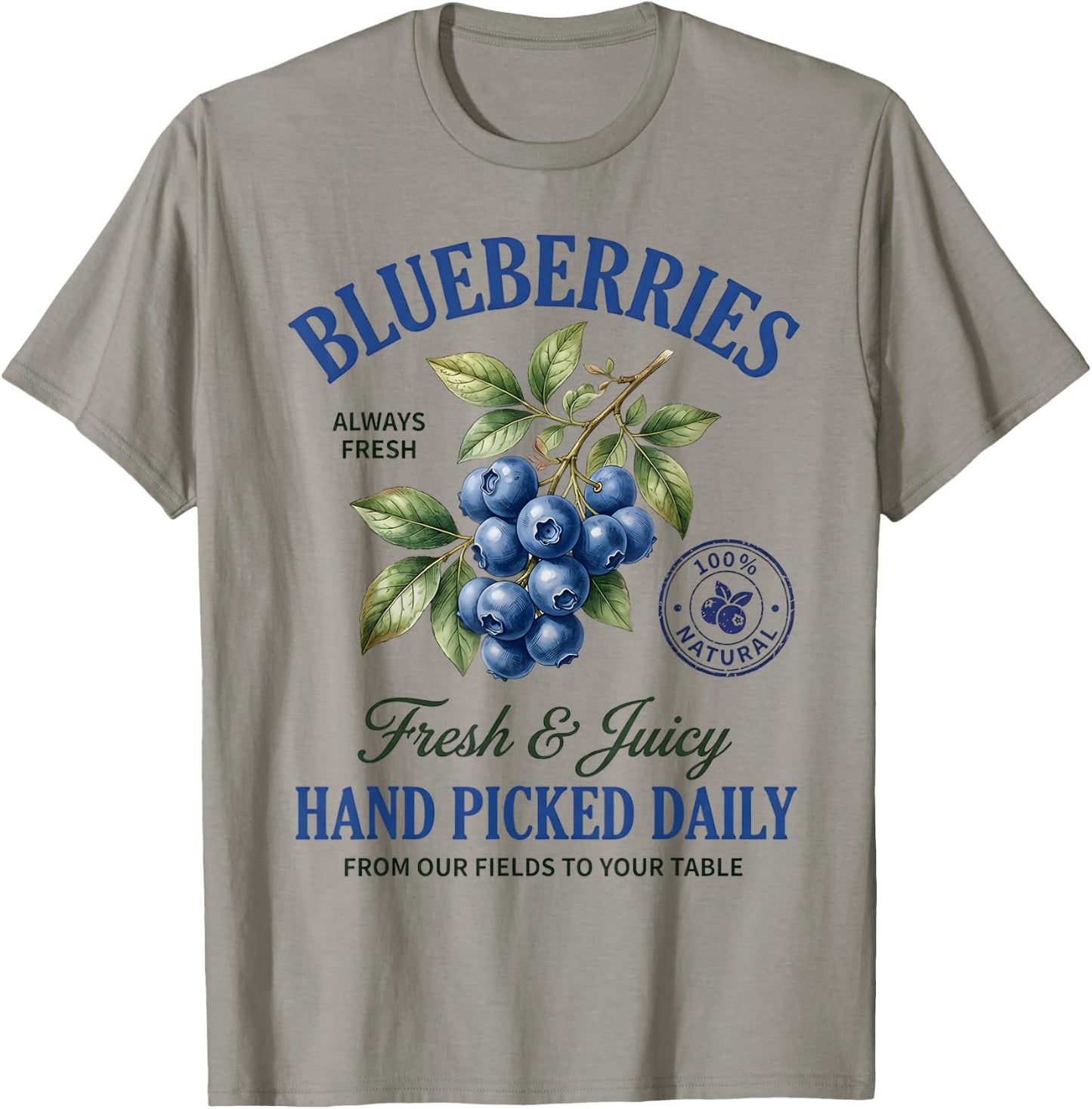 Fresh Blueberries Hand Picked Vintage Blueberry Summer Fruit T-Shirt - T-Shirt | Sand