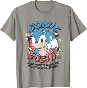 Sonic The Hedgehog Sonic Sushi Less Than 30 Seconds Vintage T-Shirt - T-Shirt | Sand