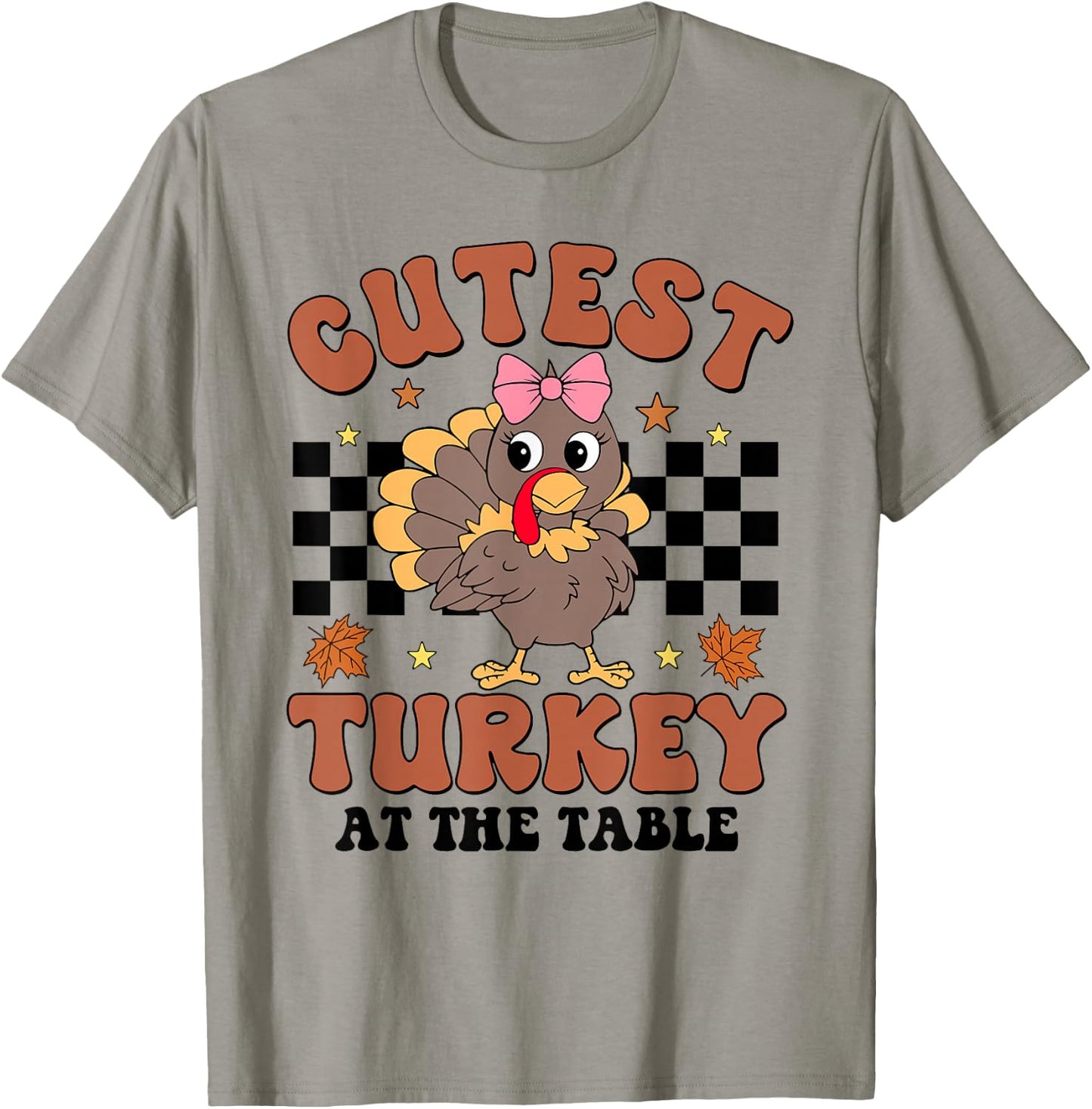 Thanksgiving Cutest Turkey At The Table Dinner Girl Toddler T-Shirt - T-Shirt | Sand