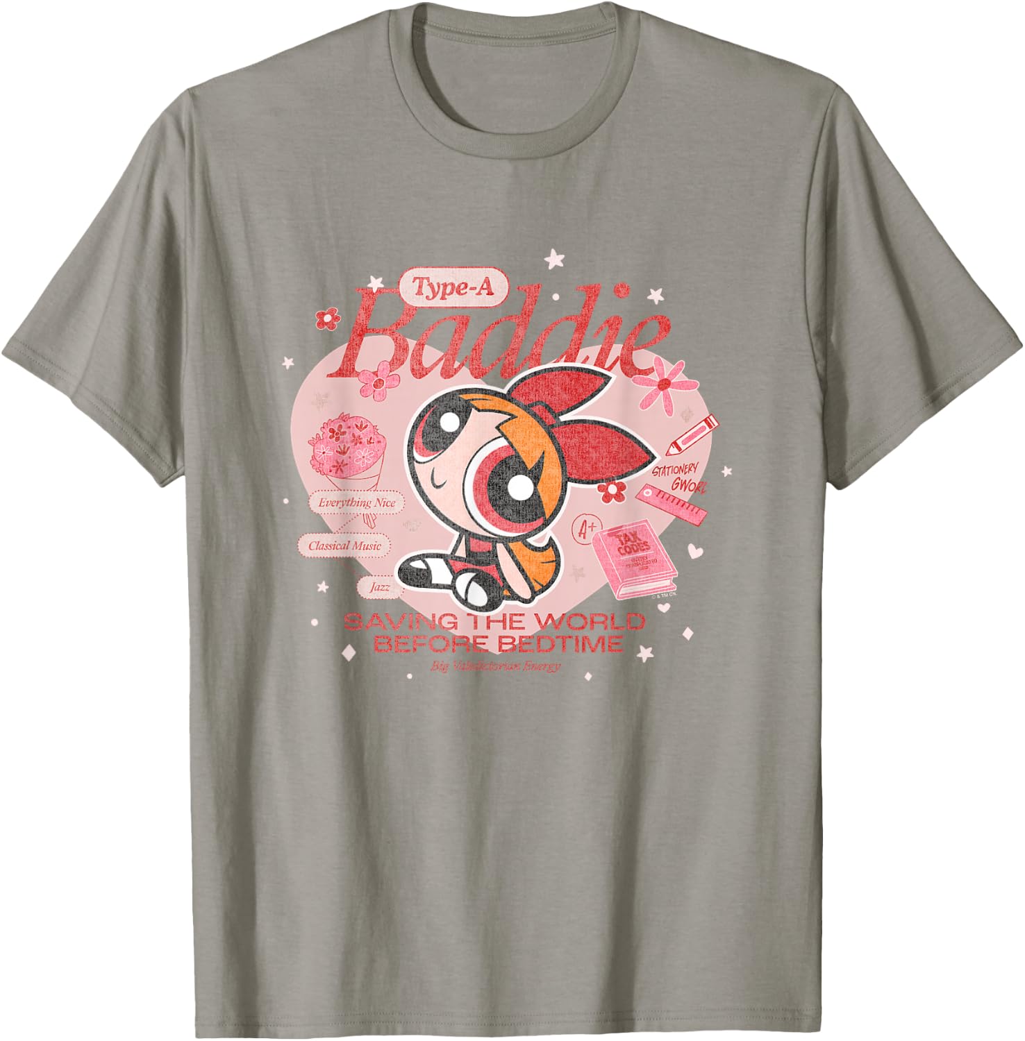 The Powerpuff Girls Blossom Type-A Baddie Distressed T-Shirt - T-Shirt | Sand