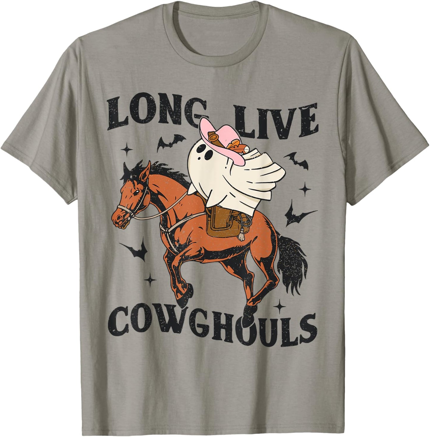 Long Live Cow Ghouls Halloween Cowboy Ghost Riding Horse T-Shirt - T-Shirt | Sand