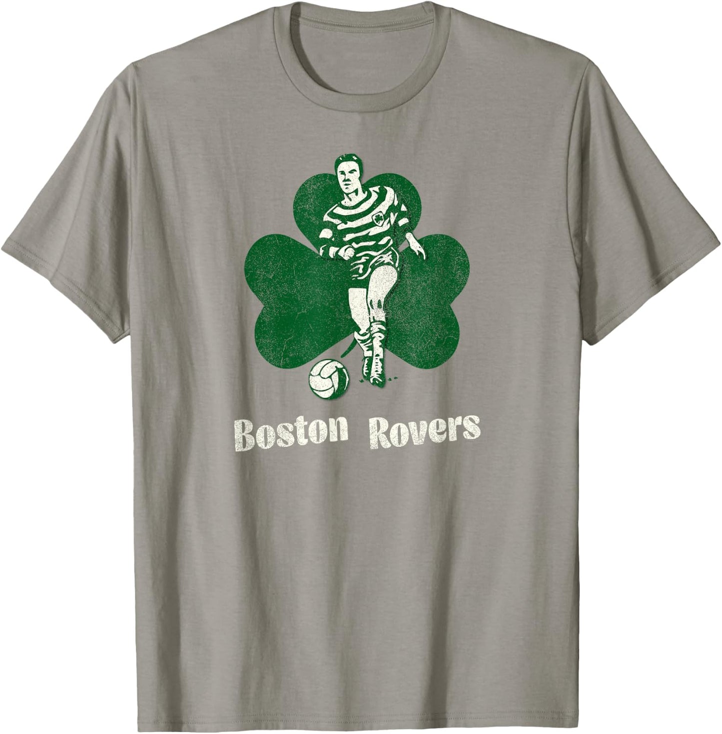 Boston Rovers Vintage Soccer League Shamrock Irish Futbol T-Shirt - T-Shirt | Sand