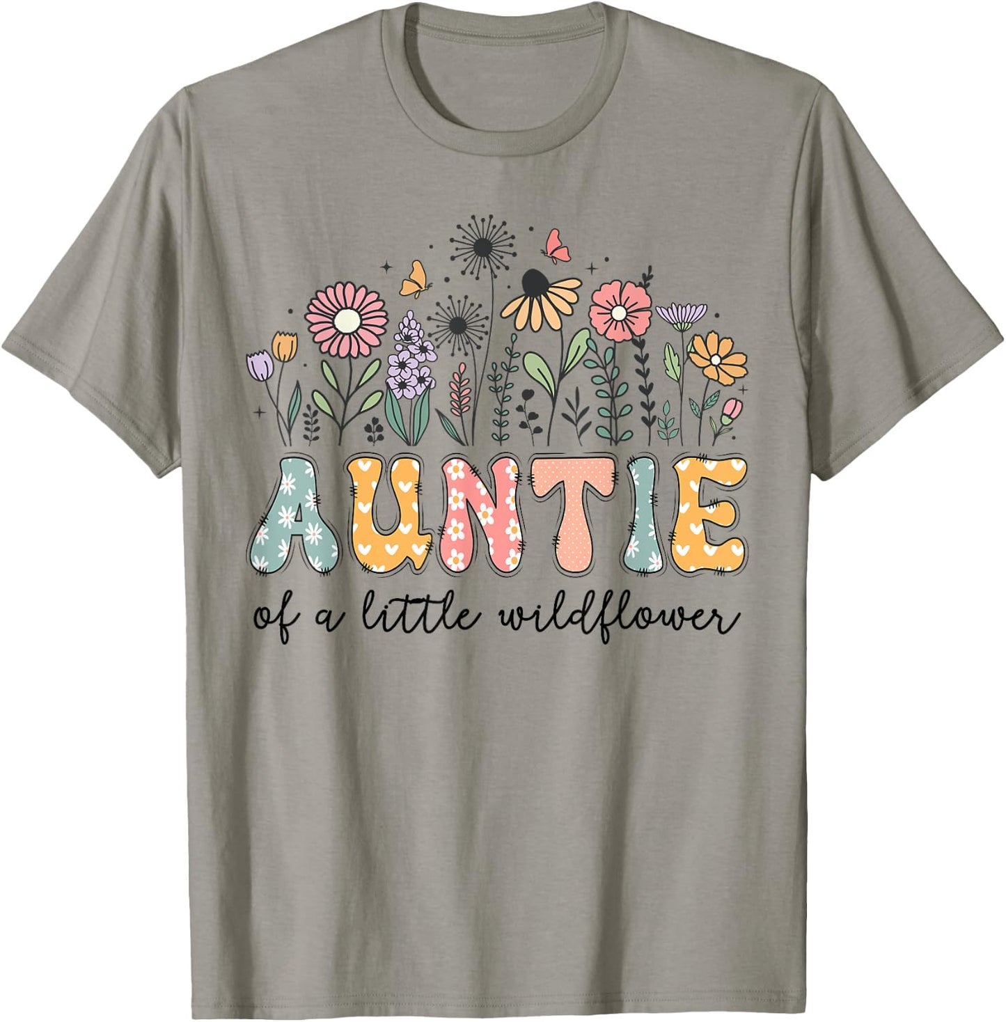 Auntie Of The Little Wildflower Baby Birthday Party T-Shirt - T-Shirt | Sand