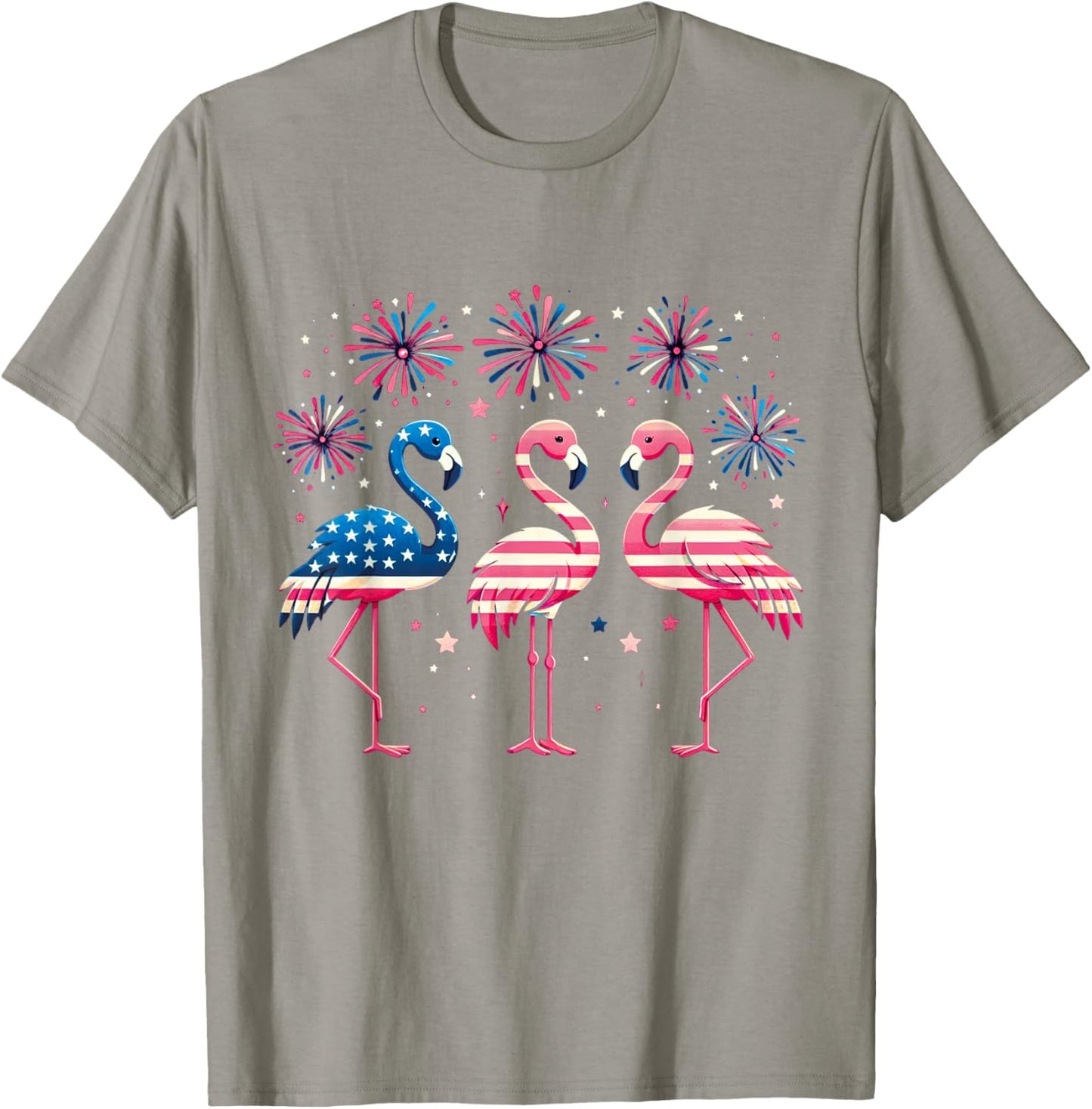 Patriotic Flamingo Firework Red And White Flamingo 4th July Kids Men T-Shirt - T-Shirt | Sand