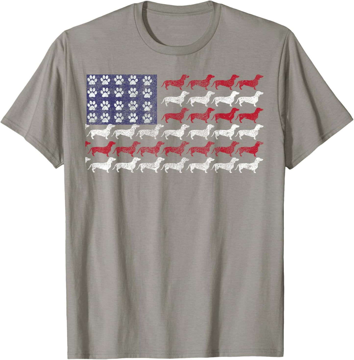 Dachshund Cute American Flag 4th of July Gift Shirt T-Shirt - T-Shirt | Sand