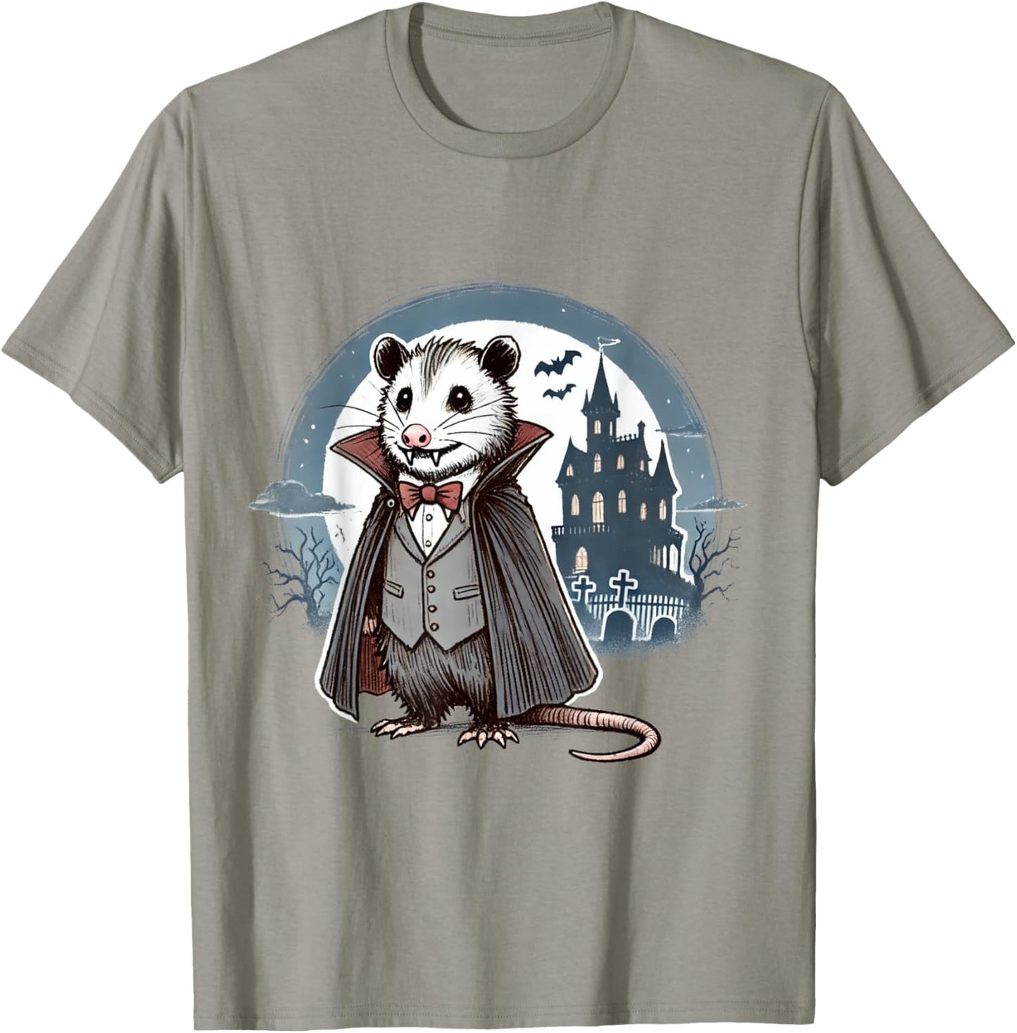 Halloween Opossum Vampire Moon Cute Possum Illustration T-Shirt - T-Shirt | Sand
