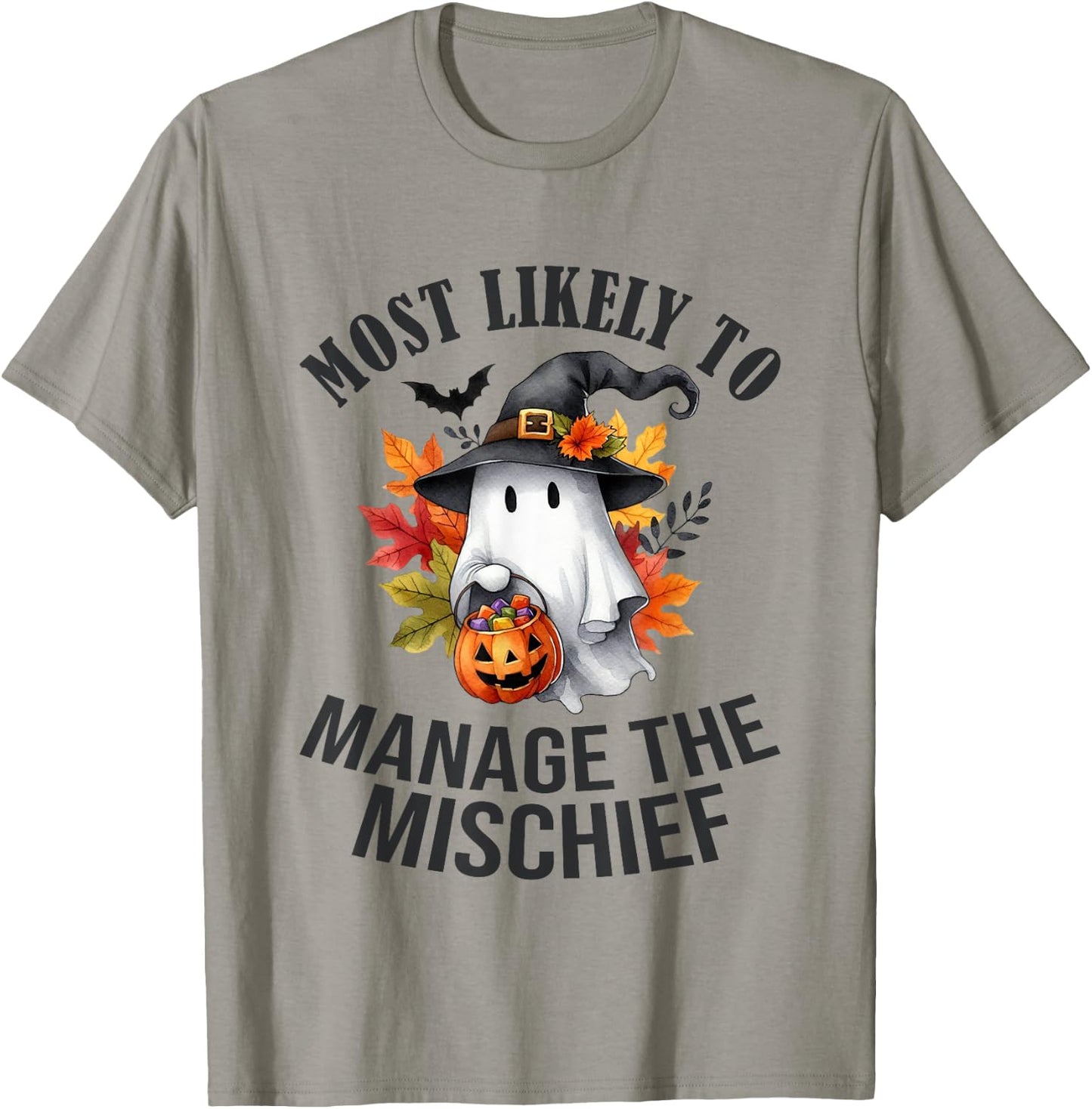 Most Likely To Manage The Mischief Funny Halloween Matching T-Shirt - T-Shirt | Sand