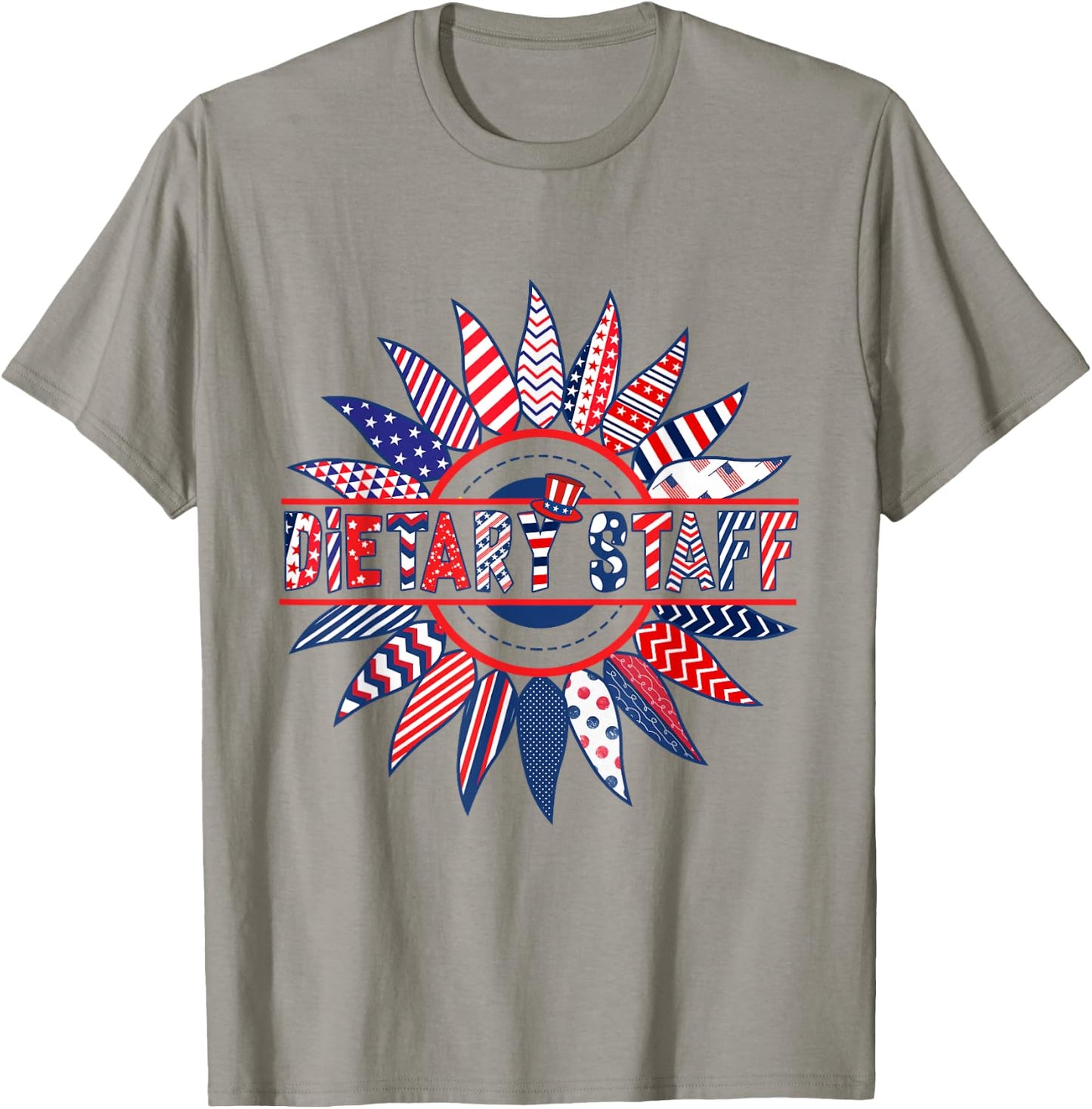 Sunflower Patriotic Dietary Staff 4th Of July 2024 Women Men T-Shirt - T-Shirt | Sand