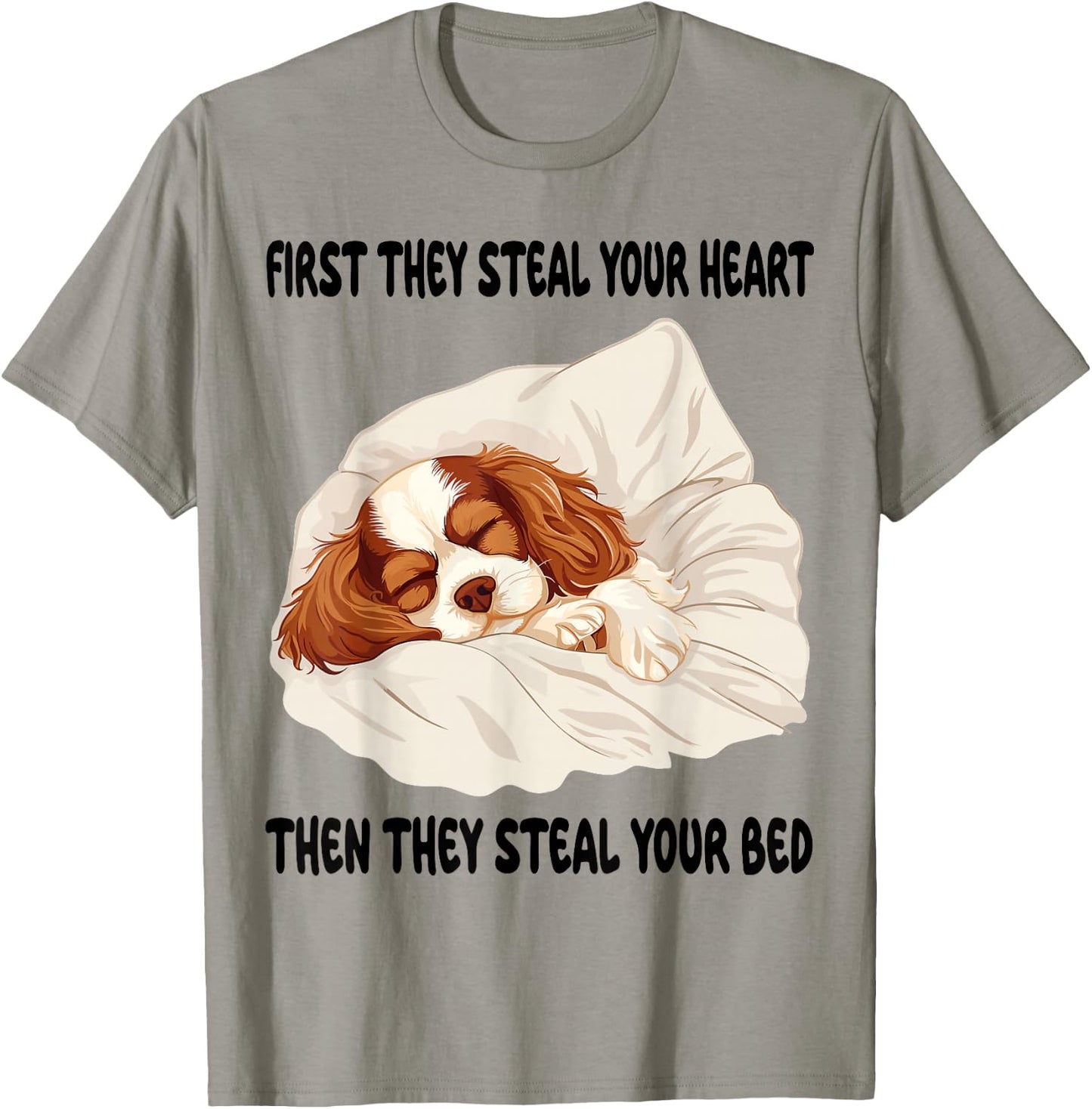 Cavalier King Charles Spaniel Sleeping Pajamas Nightgown T-Shirt - T-Shirt | Sand