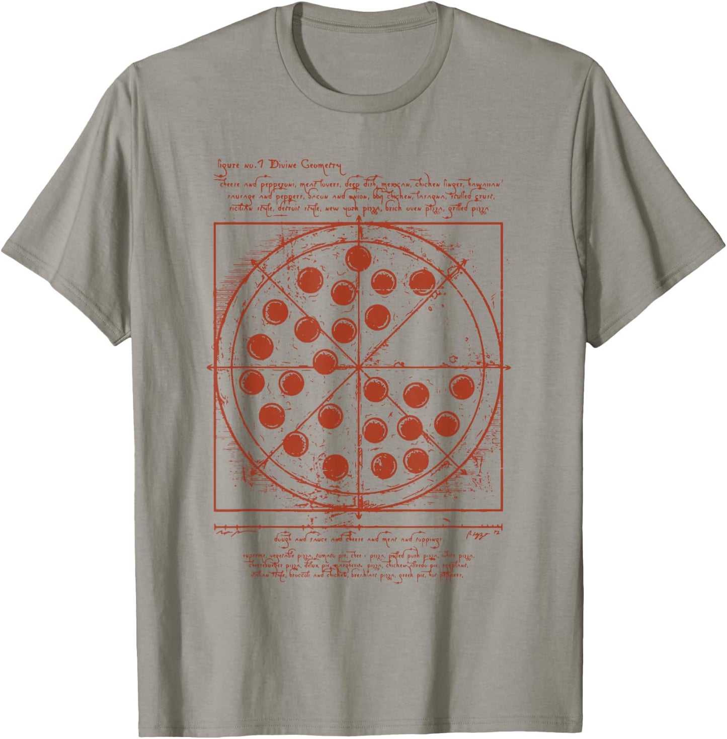 Vitruvian Pizza Da Vinci Funny Movie Reference T-Shirt - T-Shirt | Sand