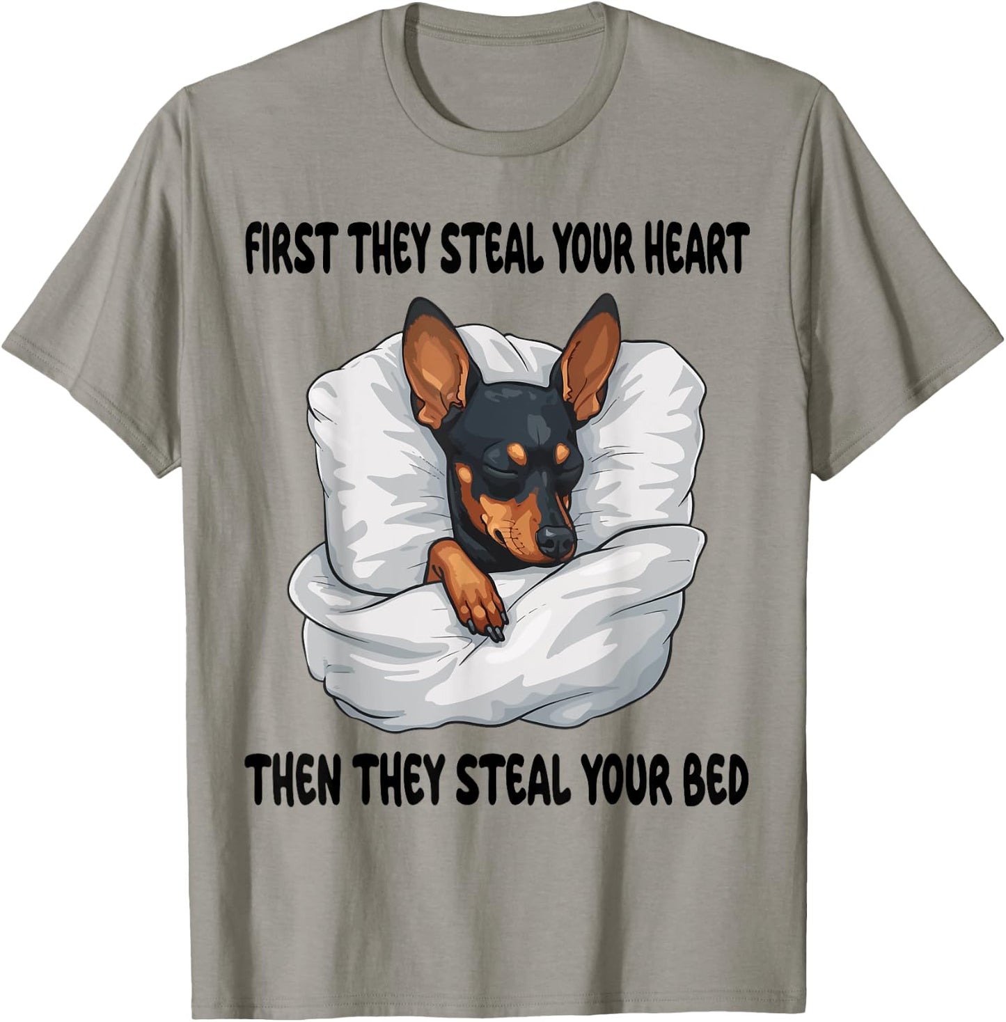 Miniature Pinscher Sleeping Pajamas Nightgown T-Shirt - T-Shirt | Sand