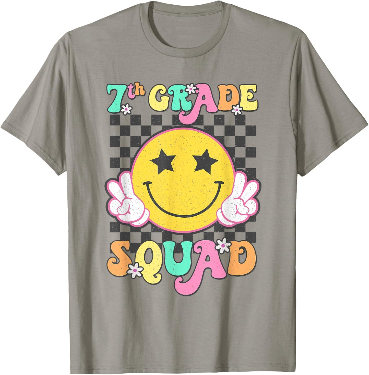 Seventh Grade Squad Smile Retro Back To School 7th Grade T-Shirt - T-Shirt | Sand