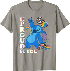 Disney Lilo & Stitch Be You Rainbow Stickers T-Shirt - T-Shirt | Sand