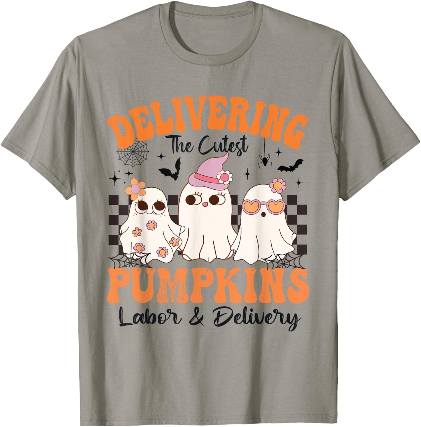 halloween Delivering The Cutest Pumpkins Labor & Delivery T-Shirt - T-Shirt | Sand