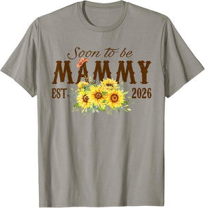 Soon to Be Mammy Est 2026 Sunflower Mothers Day T-Shirt - T-Shirt | Sand
