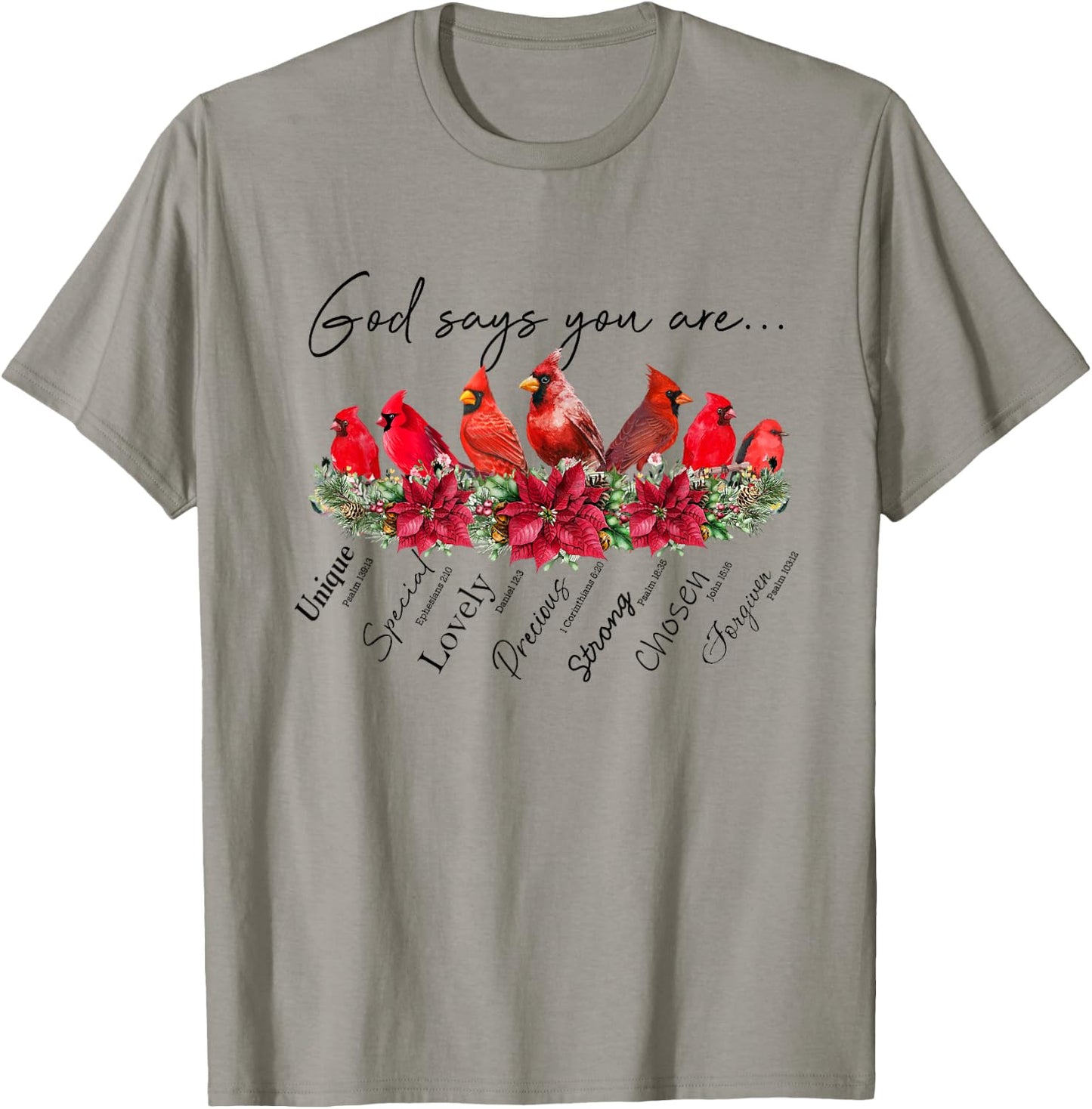 God Says You Are Women Christian Religious Cardinal Bird T-Shirt - T-Shirt | Sand