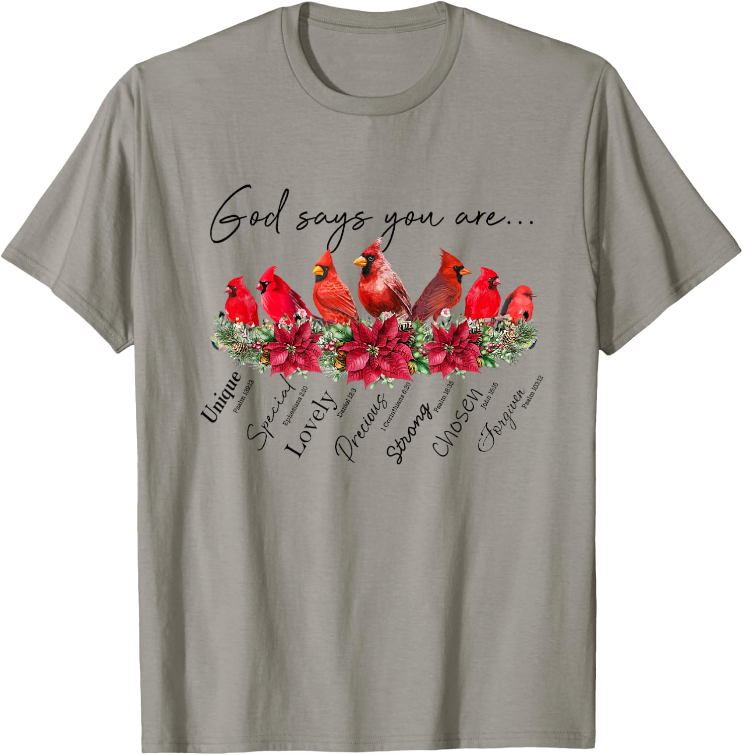 God Says You Are Women Christian Religious Cardinal Bird T-Shirt - T-Shirt | Sand