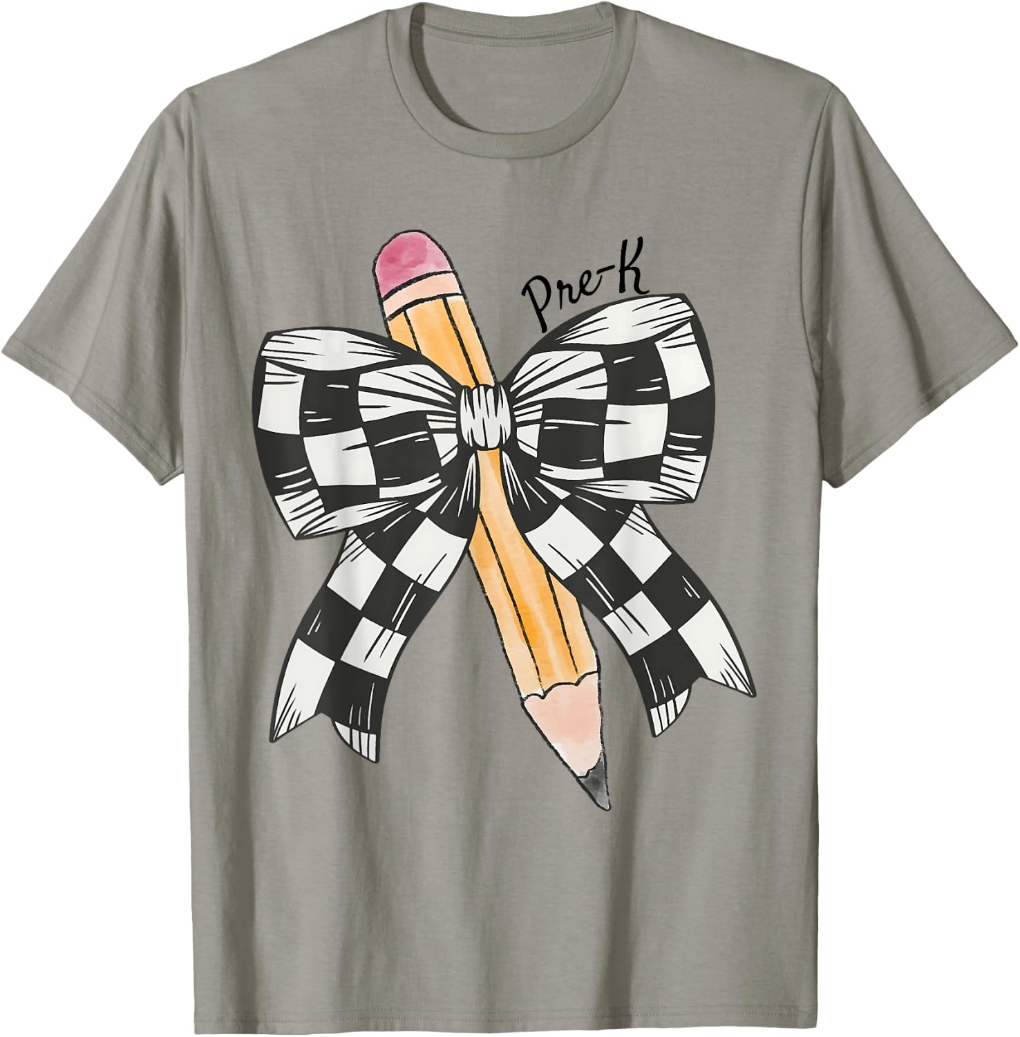 Coquette Pencil Bow Funny Pre K Teacher Kids Back To School T-Shirt - T-Shirt | Sand