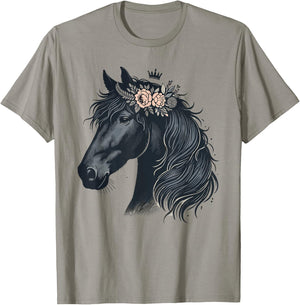 Friesian Horse Lover Majestic Friesian Horse Riding T-Shirt - T-Shirt | Sand