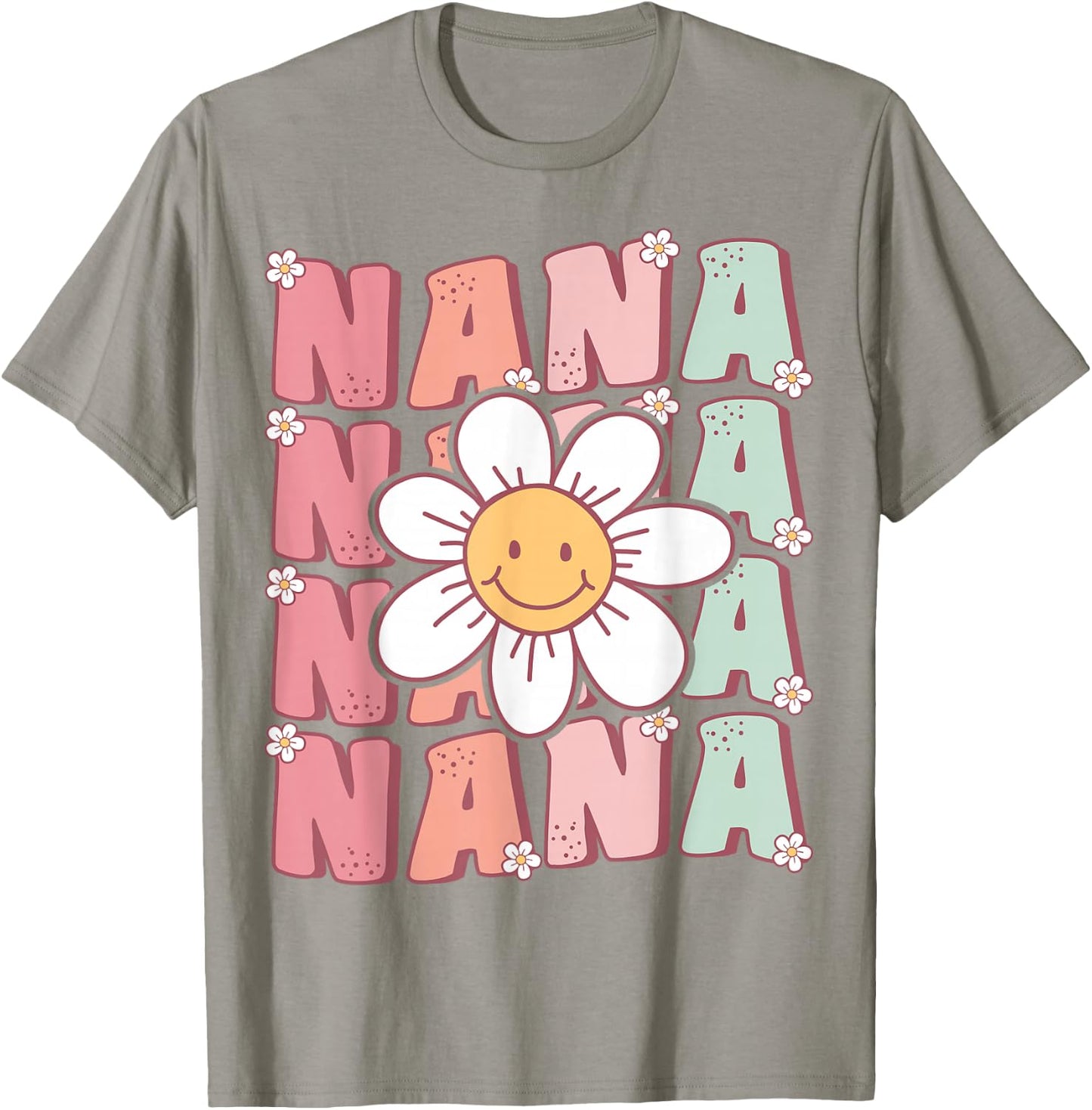 Cute Groovy Nana 70s Family Birthday Party Daisy Flower T-Shirt - T-Shirt | Sand