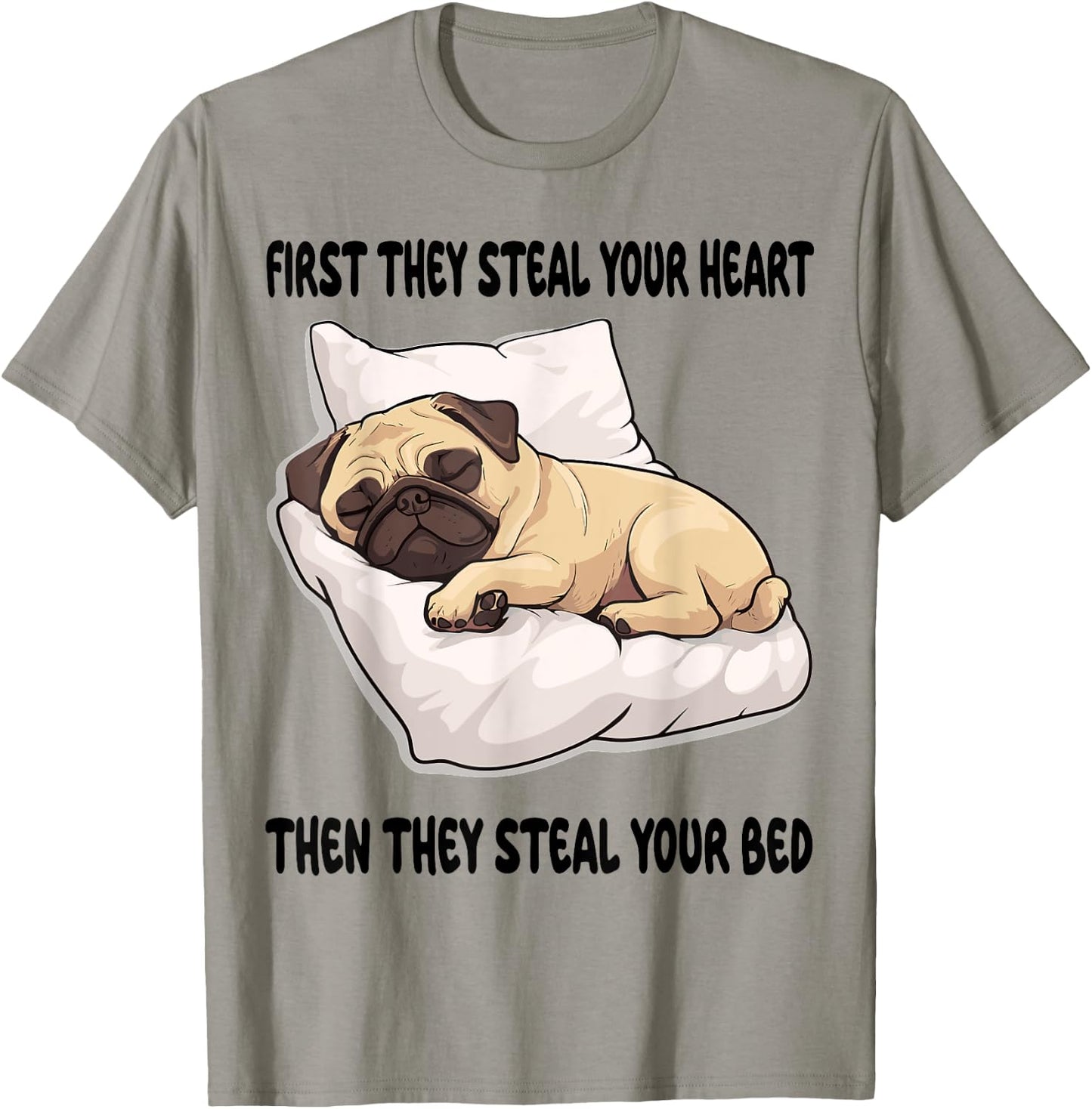 Pug Sleeping Pajamas Nightgown T-Shirt - T-Shirt | Sand