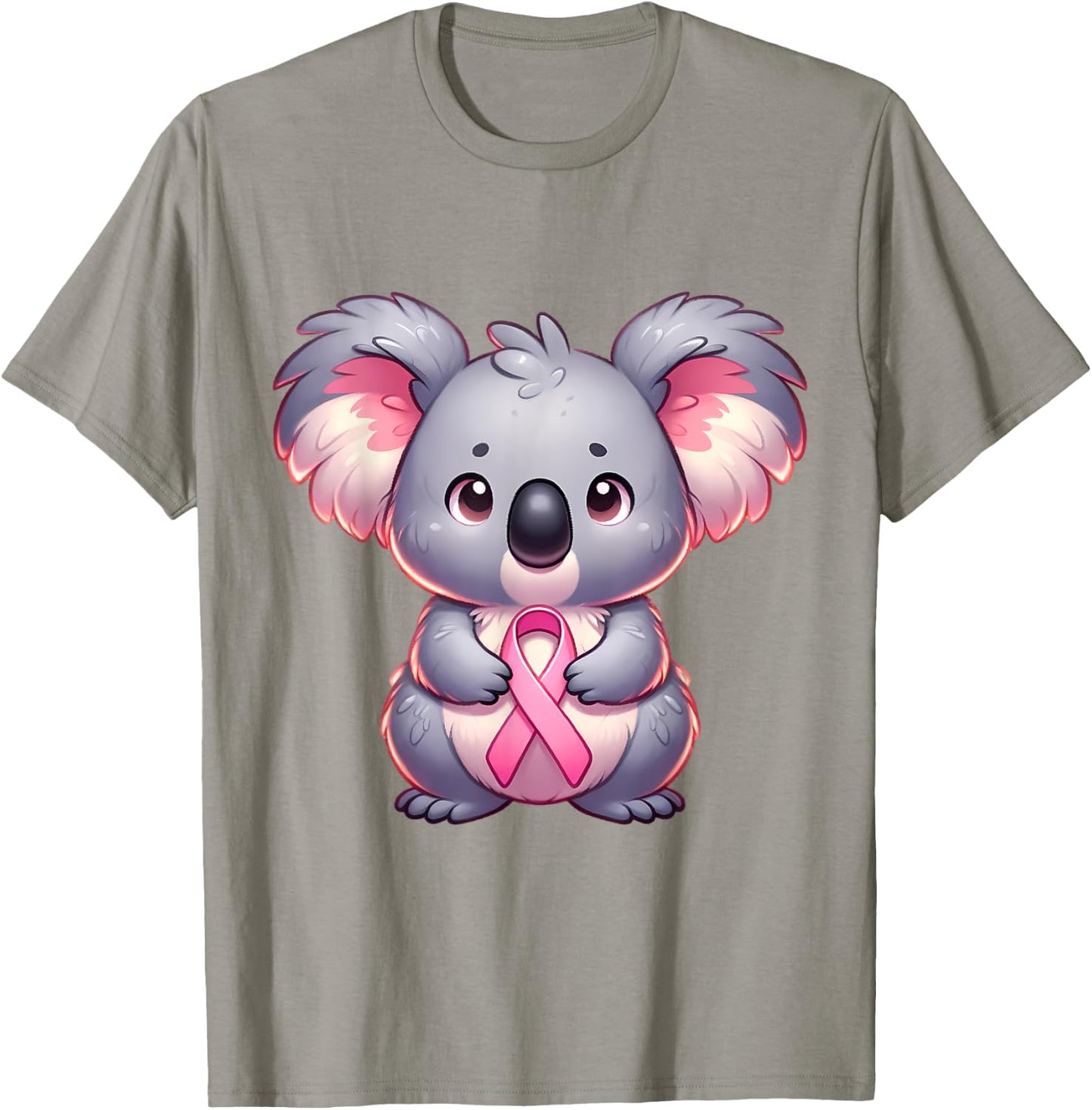 Breast Cancer Awareness Cute Koala Pink Ribbon Animal T-Shirt - T-Shirt | Sand