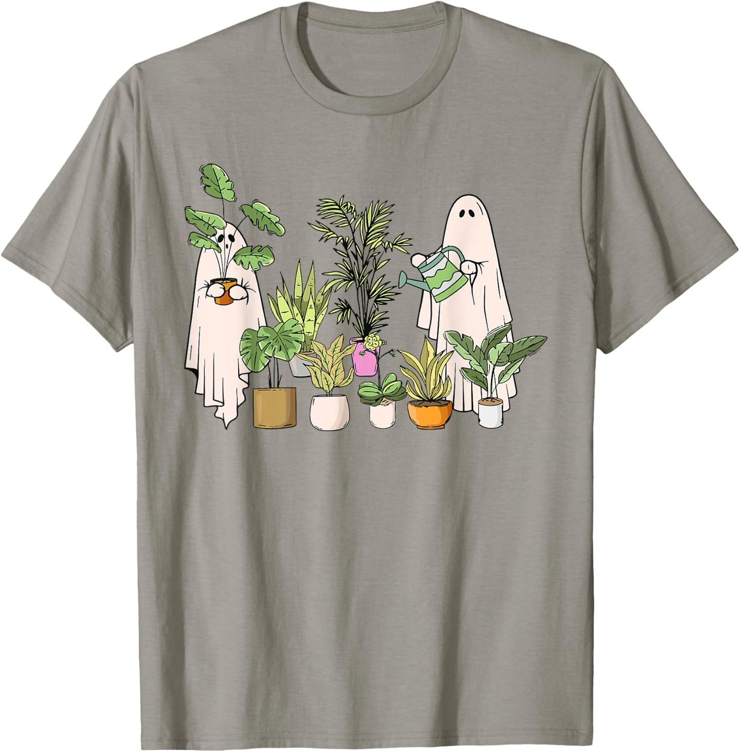Ghost Plant Lady Halloween Gardening Plant Houseplant Lovers T-Shirt - T-Shirt | Sand