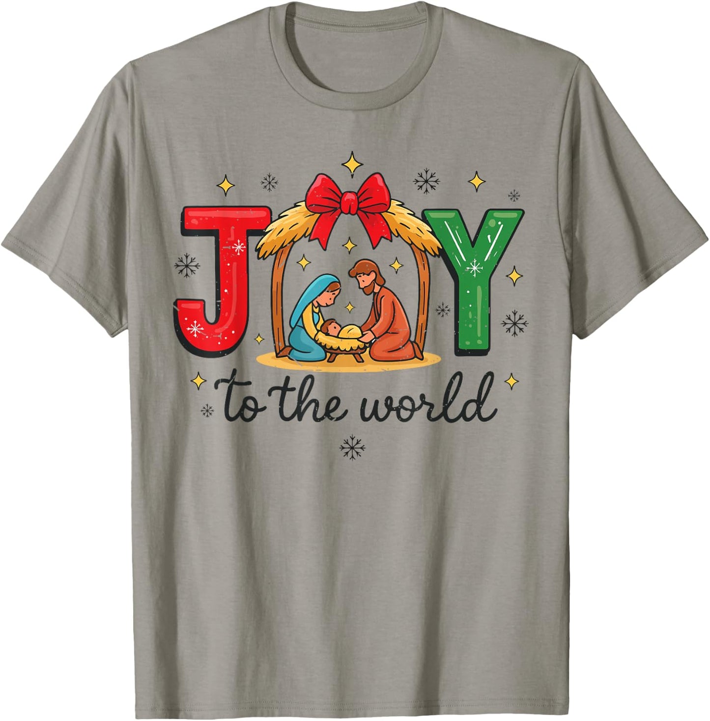 Women Joy to The World God Christmas Family Pajama Christian T-Shirt - T-Shirt | Sand
