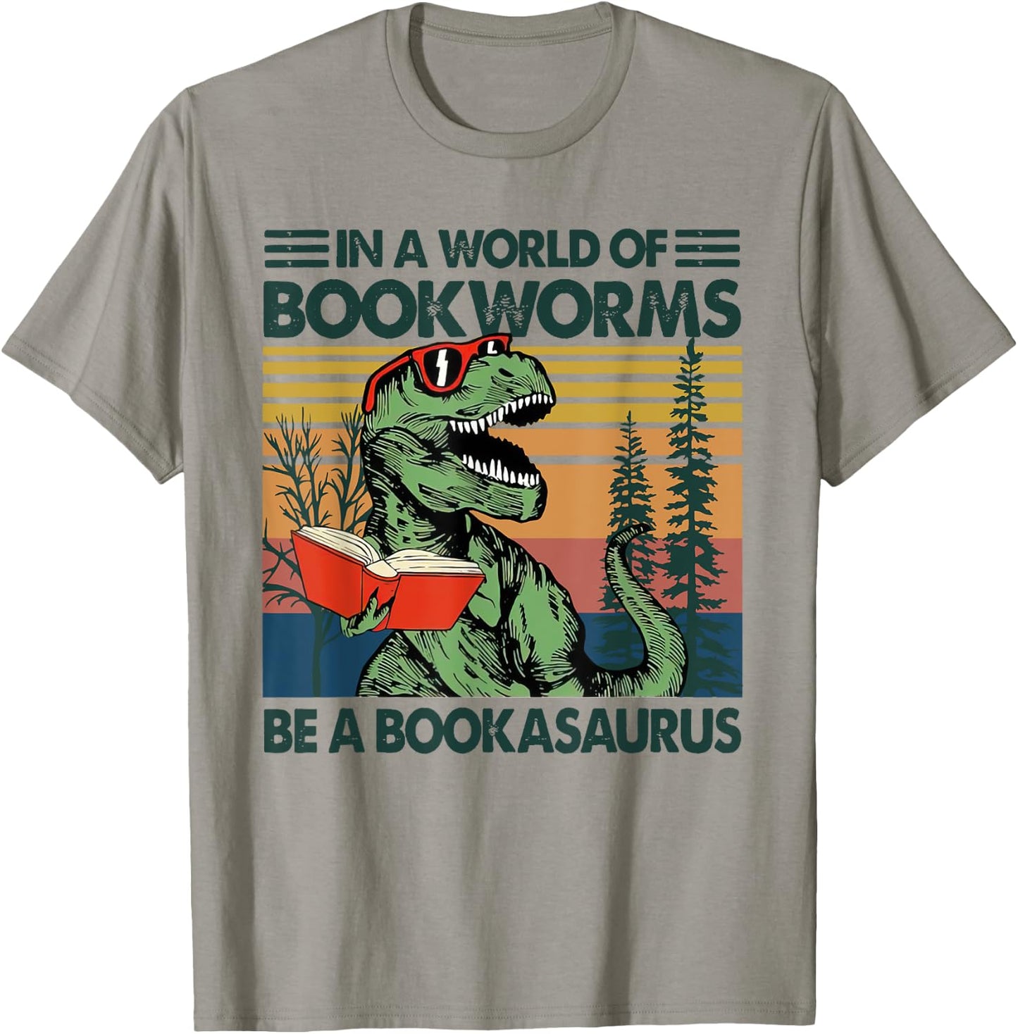 In A World Of BookWorms Be A BookAsaurus Vintage T-Shirt - T-Shirt | Sand