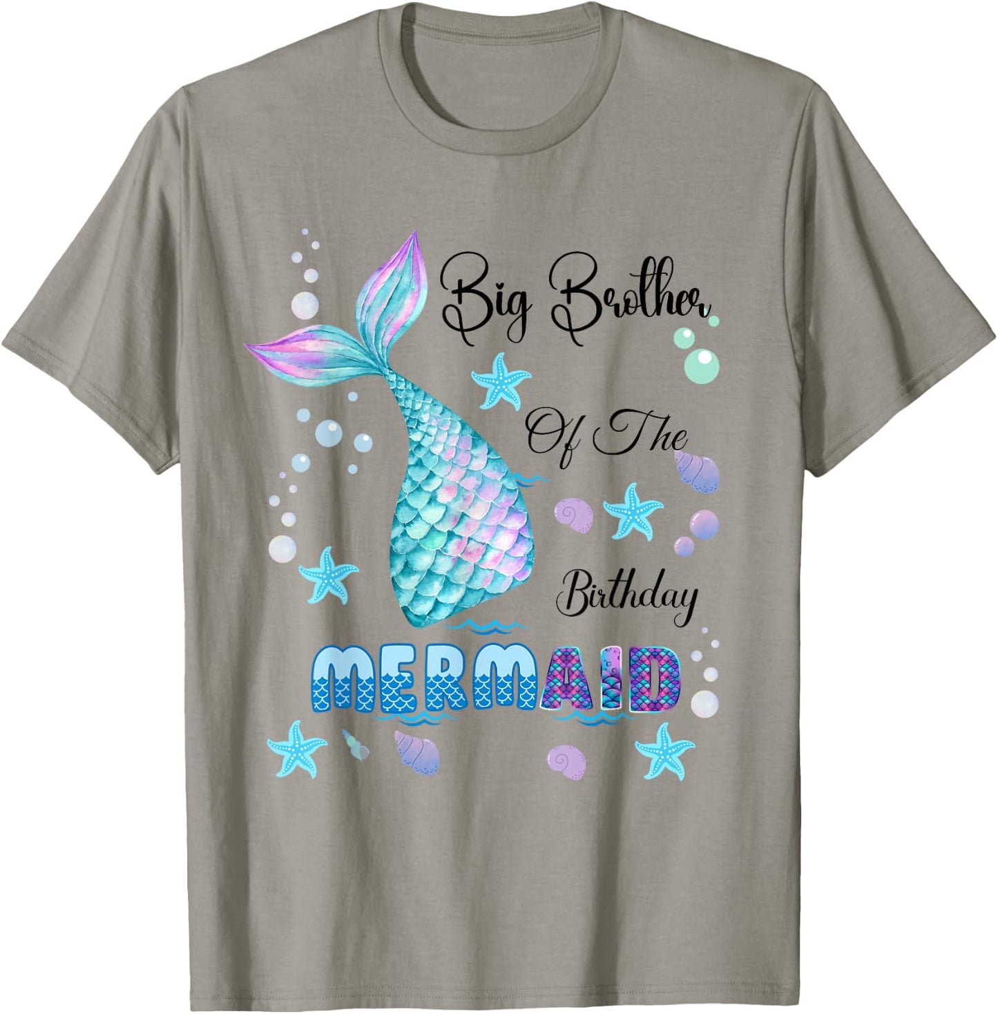 Big Brother Of The Birthday Mermaid Bday Party Mermaid Kids T-Shirt - T-Shirt | Sand