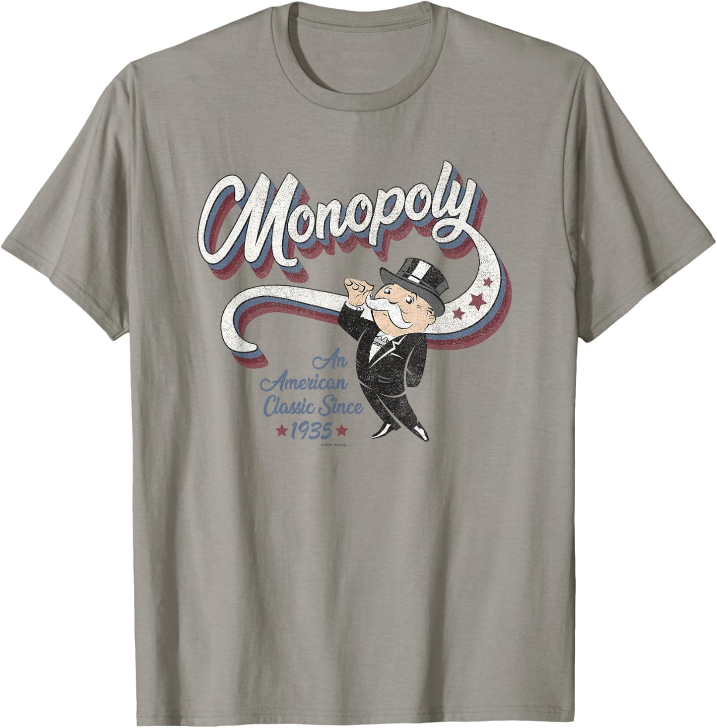 Hasbro Monopoly Americana 3D Logo Monopoly Man Classic T-Shirt - T-Shirt | Sand
