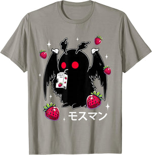 Mothman Cryptid Kawaii Strawberry Milk Shake Carton T-Shirt - T-Shirt | Sand