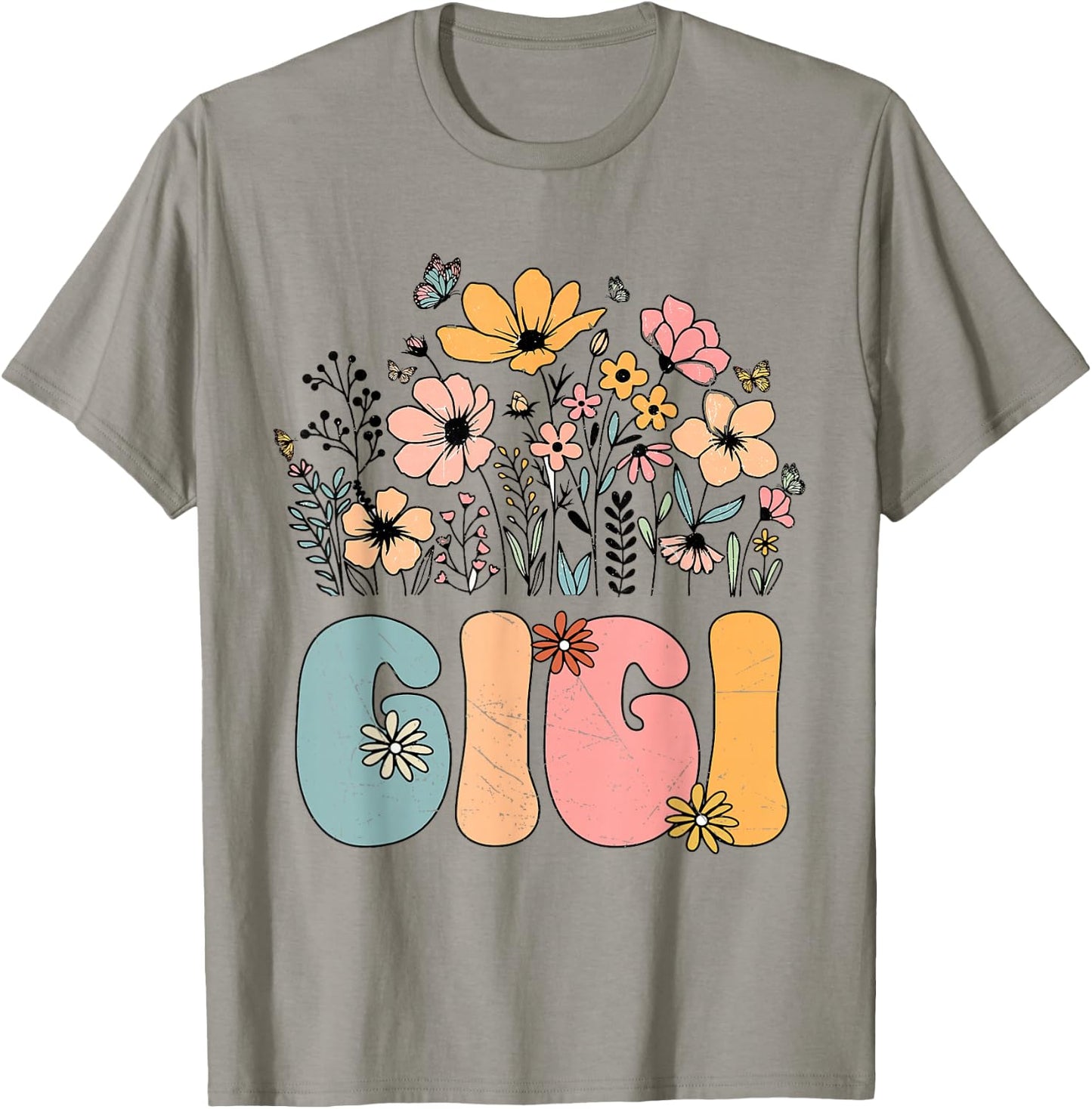 Wildflower Gigi for Grandma Grandmother Announcement T-Shirt - T-Shirt | Sand