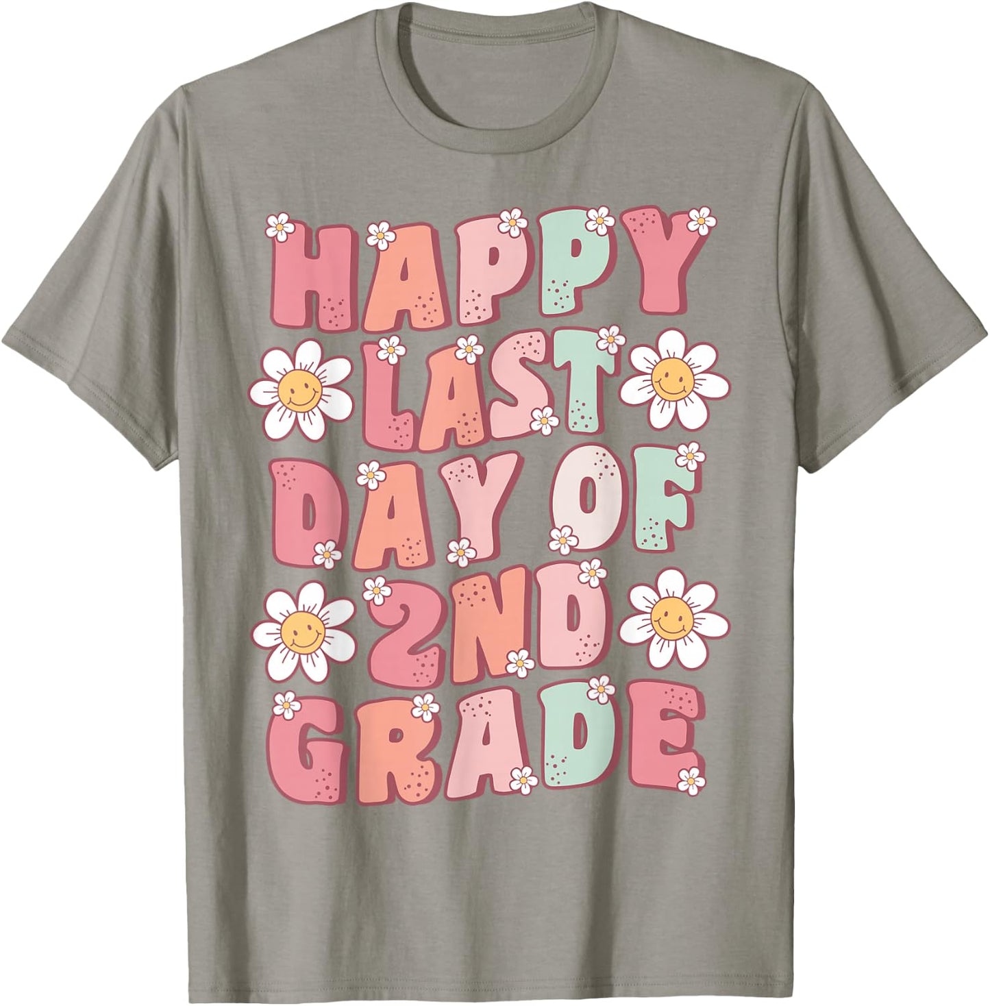 Happy Last Day of 2nd Grade Cute Groovy Second Grade Teacher Women Girls Kids T-Shirt - T-Shirt | Sand